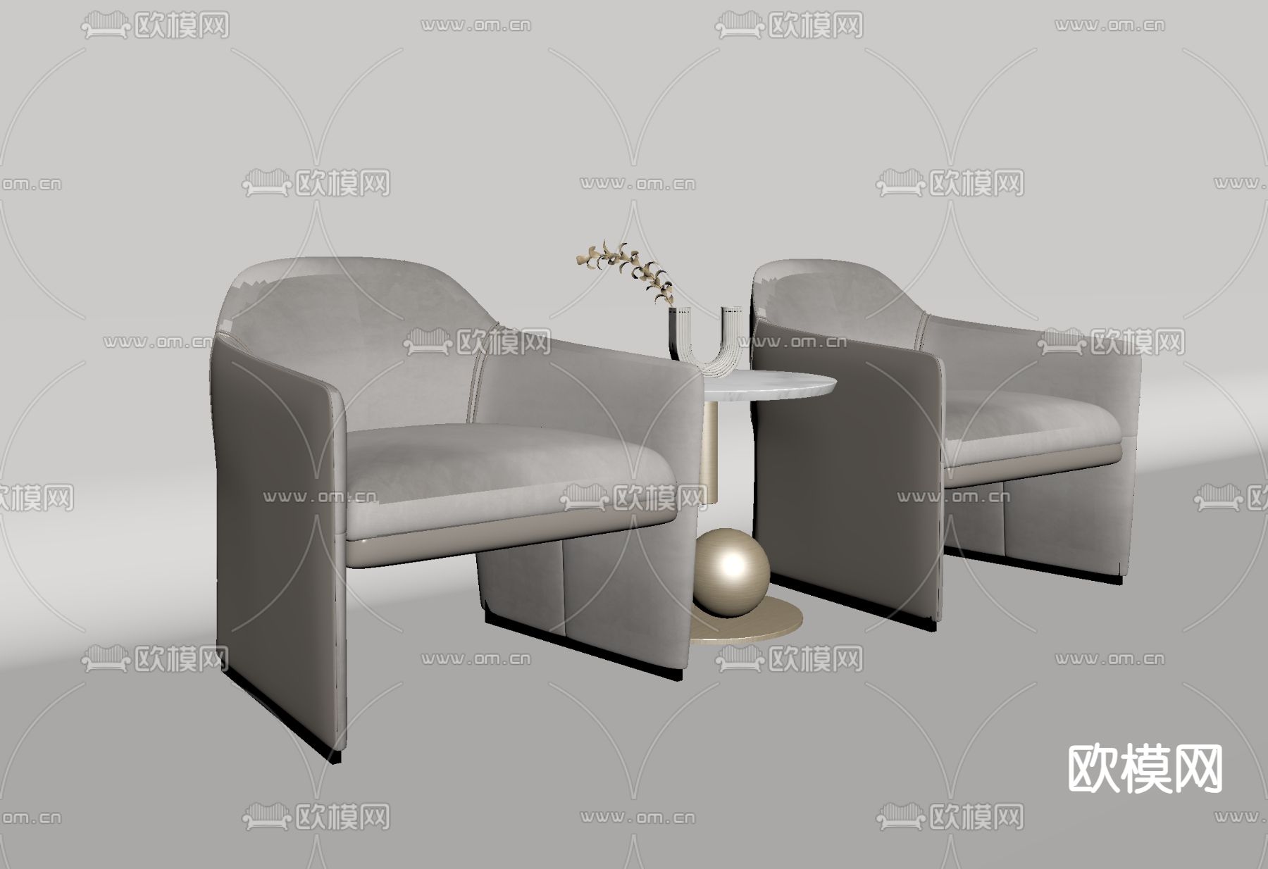 现代休闲沙发su模型下载（渲染图1）