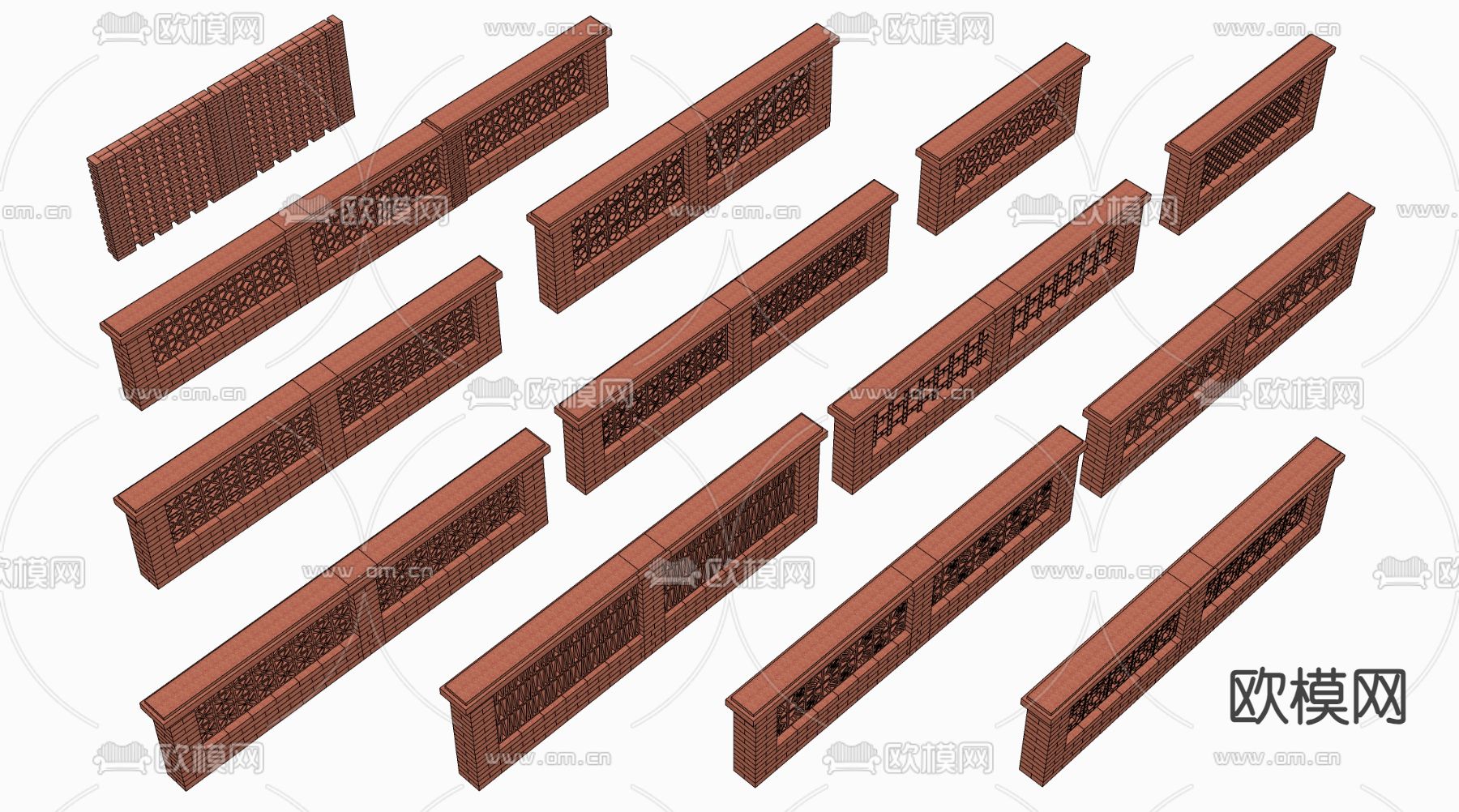 现代乡村院墙 景墙 围墙su模型下载（渲染图1）