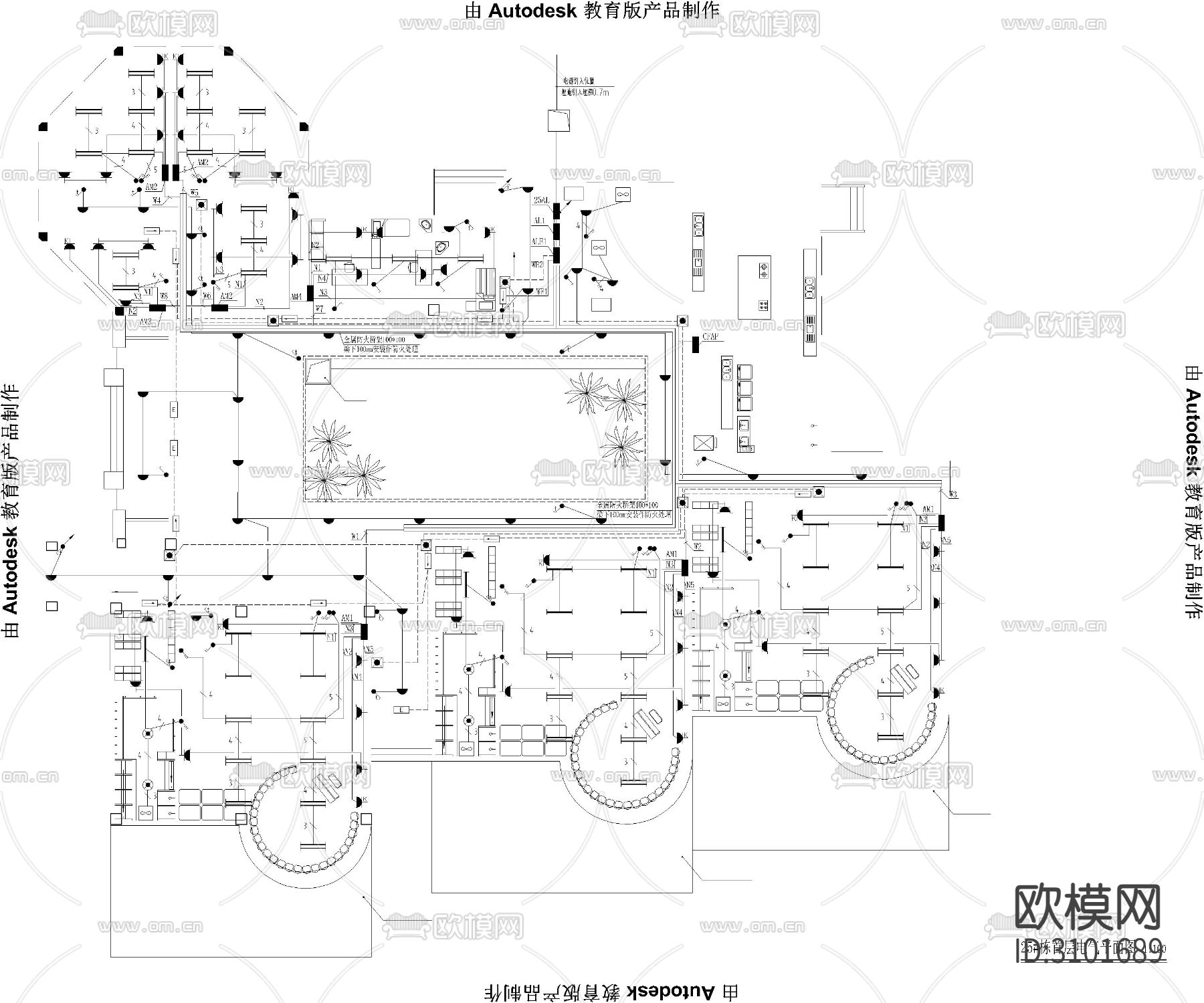 某地三层幼儿园电气设计cad施工图下载（渲染图2）