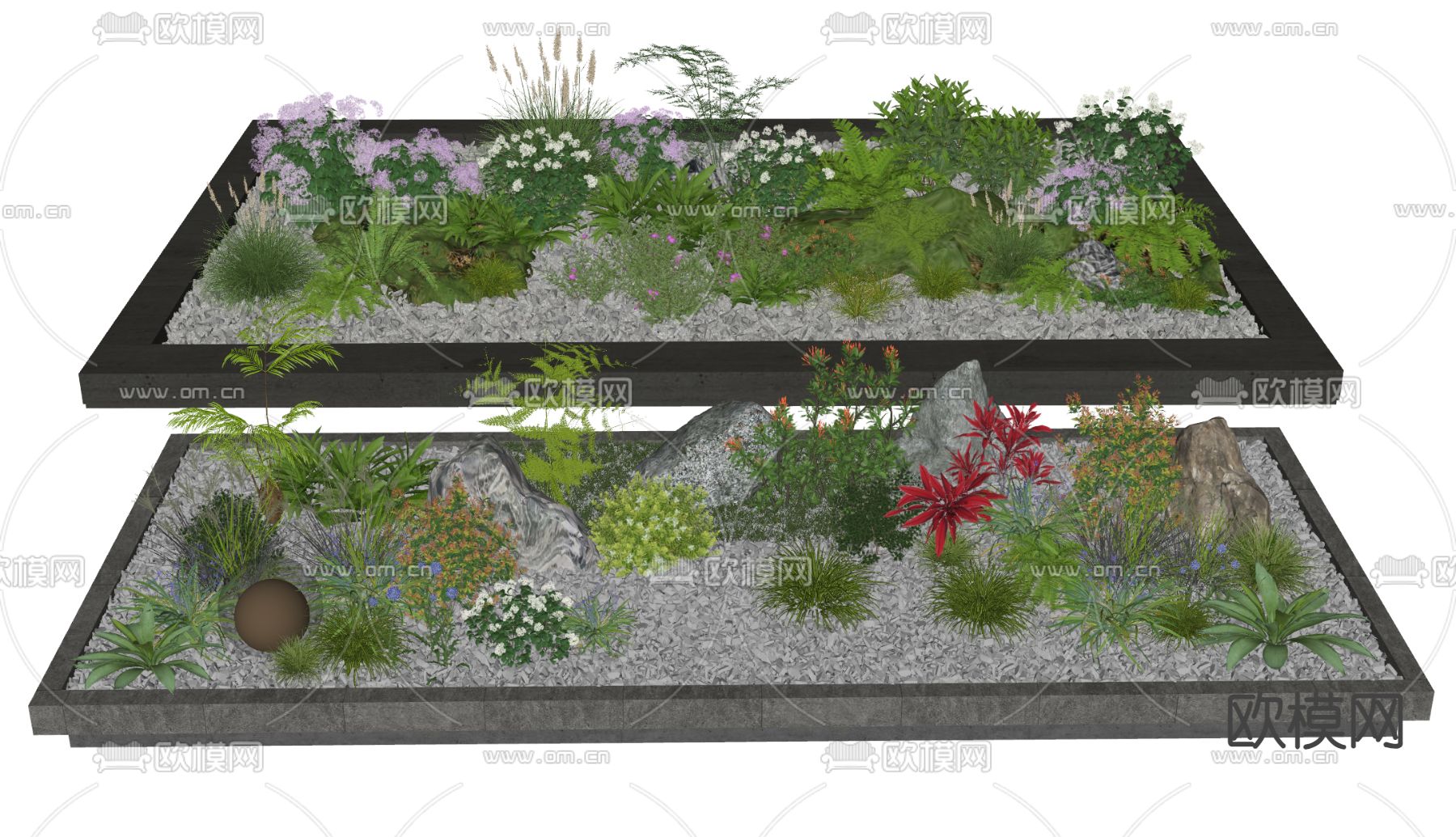 现代景观植物 植物堆su模型下载（渲染图1）