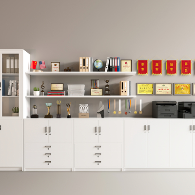  办公文件柜 打印机 复印机su模型 