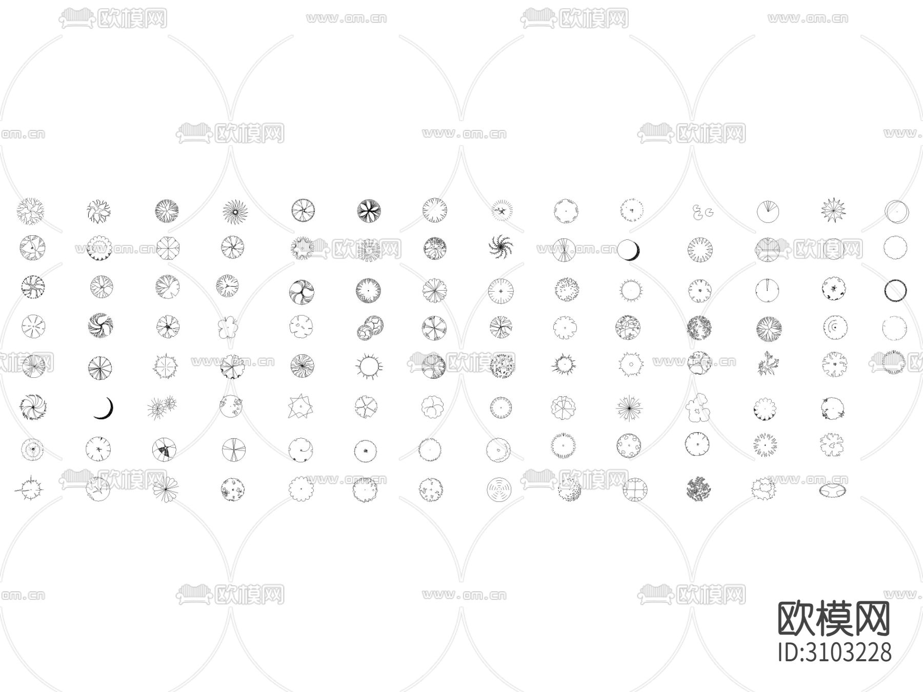 花瓶 花枝 绿植 观型植物类cad图库下载（渲染图1）