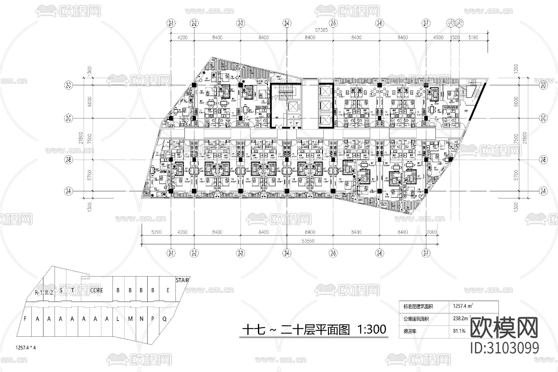 公寓户型cad图库下载（渲染图2）