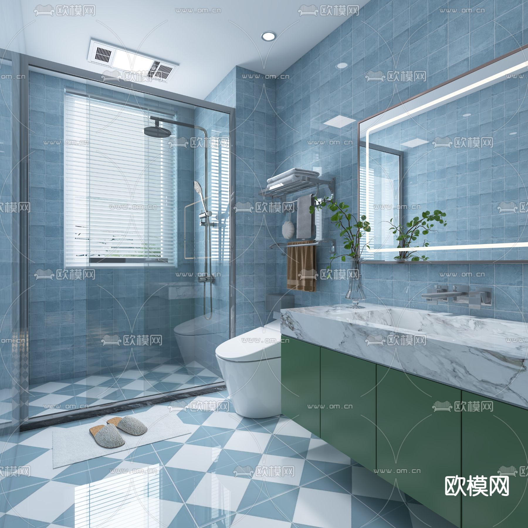 现代卫生间 浴室 洗手间3d模型下载