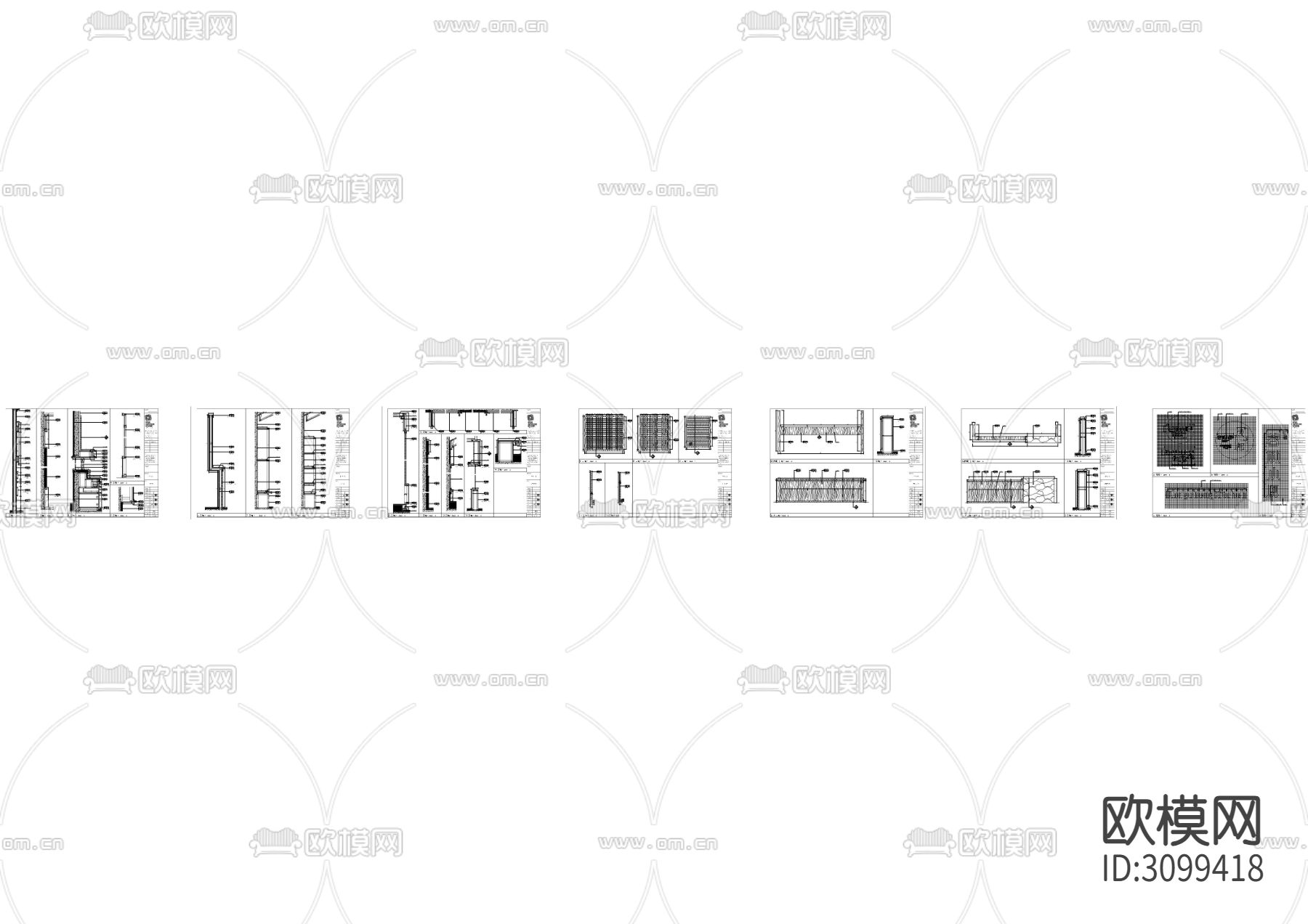小厨餐厅墙身cad大样图下载（渲染图2）