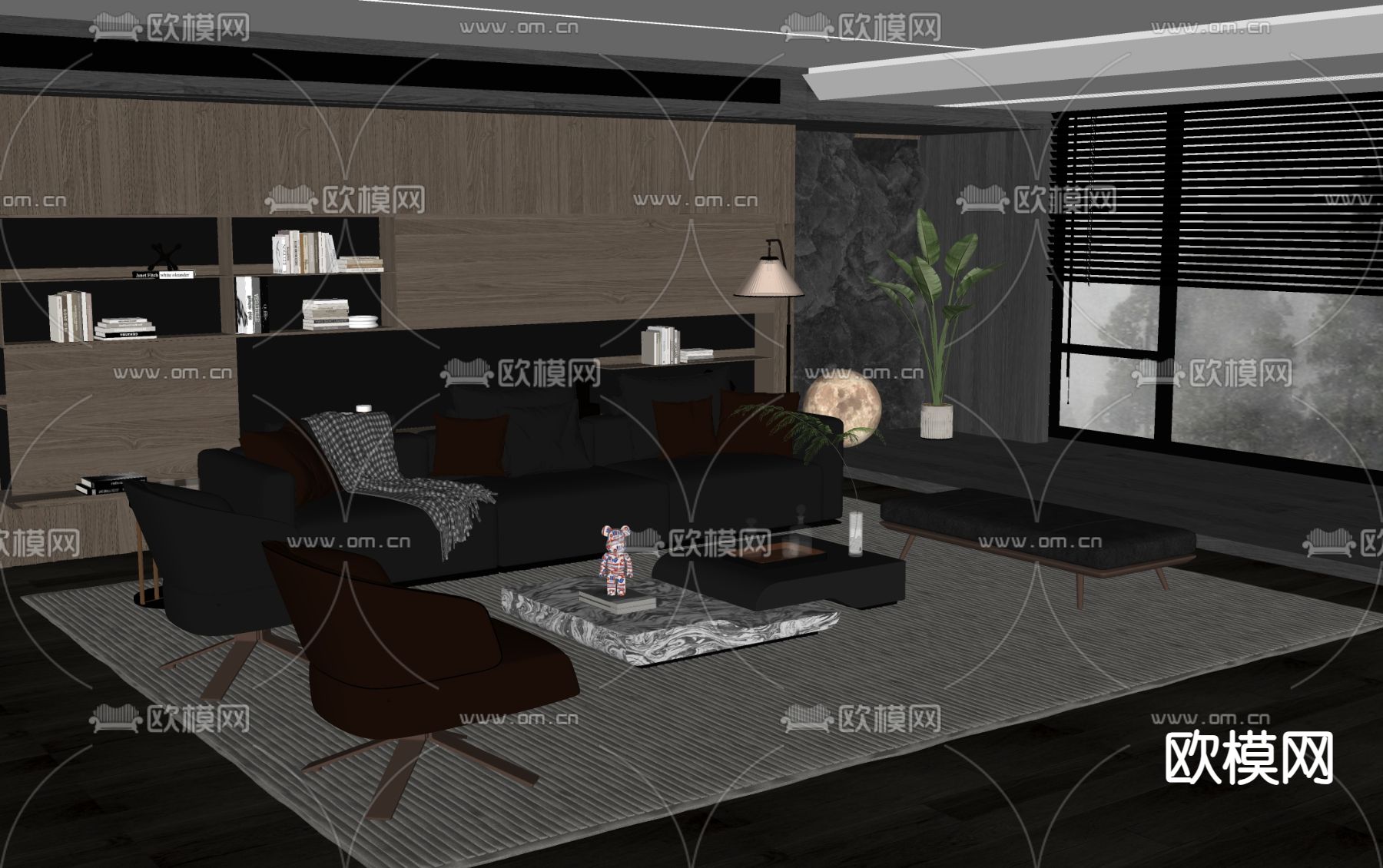 Minotti 组合沙发su模型下载（渲染图1）