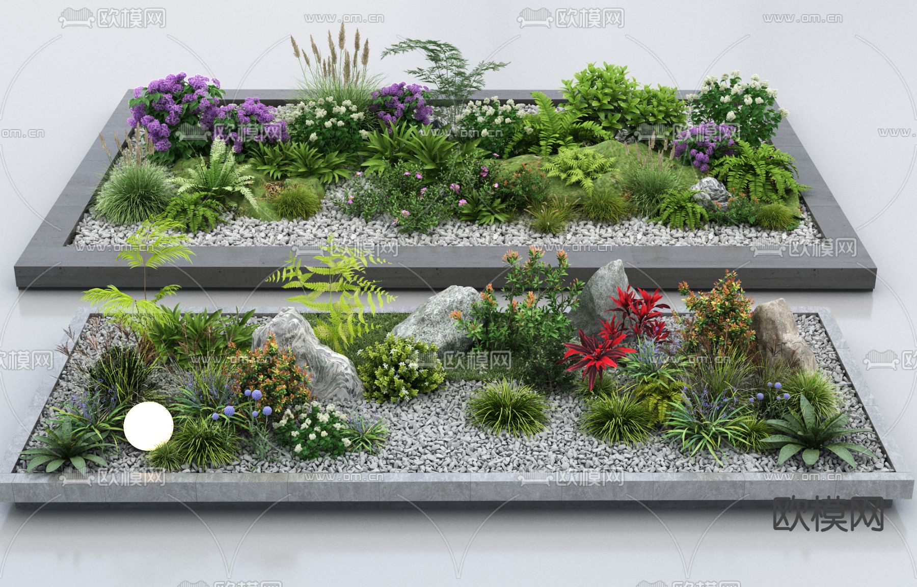 现代景观植物 植物堆su模型下载（渲染图2）