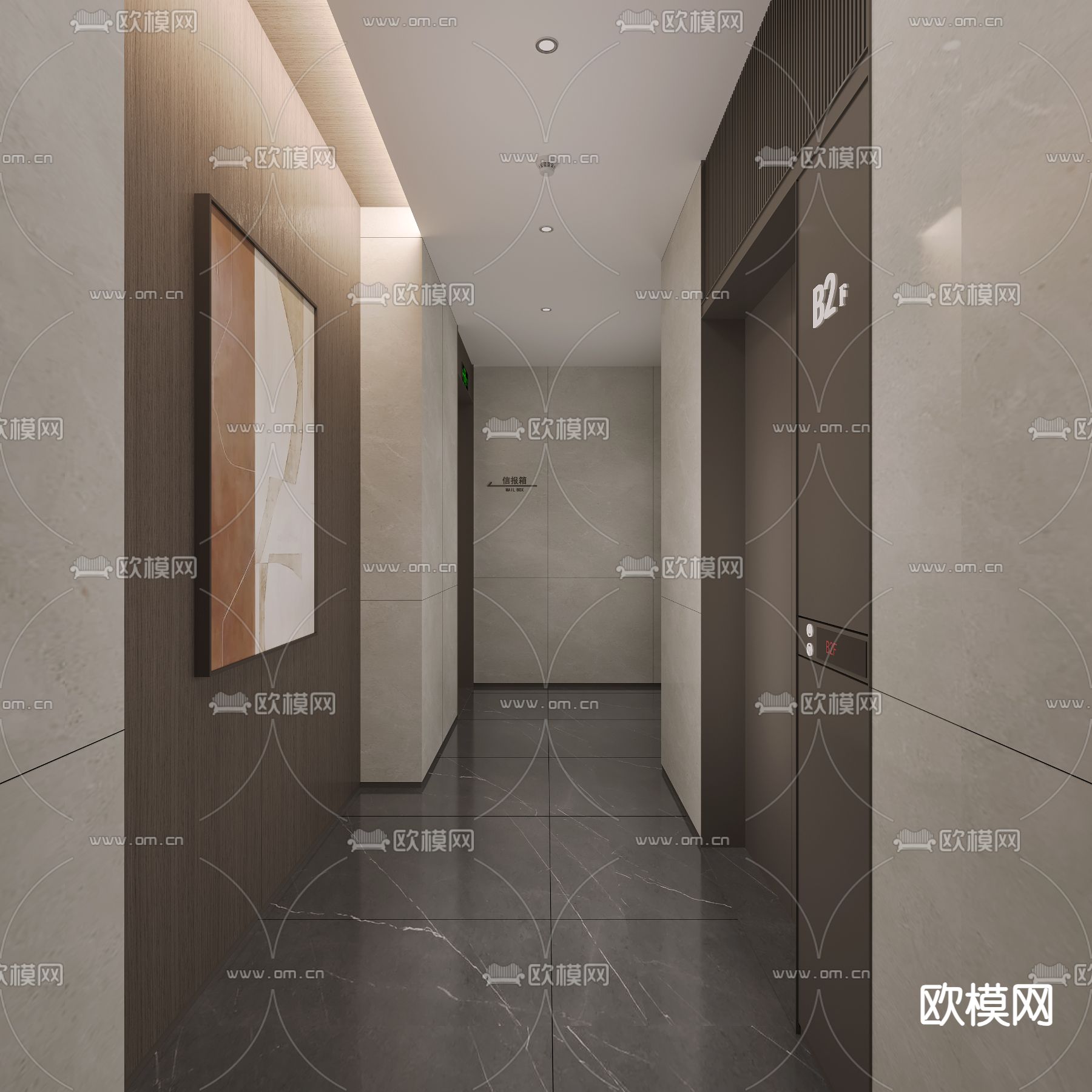 酒店电梯厅 电梯间3d模型下载