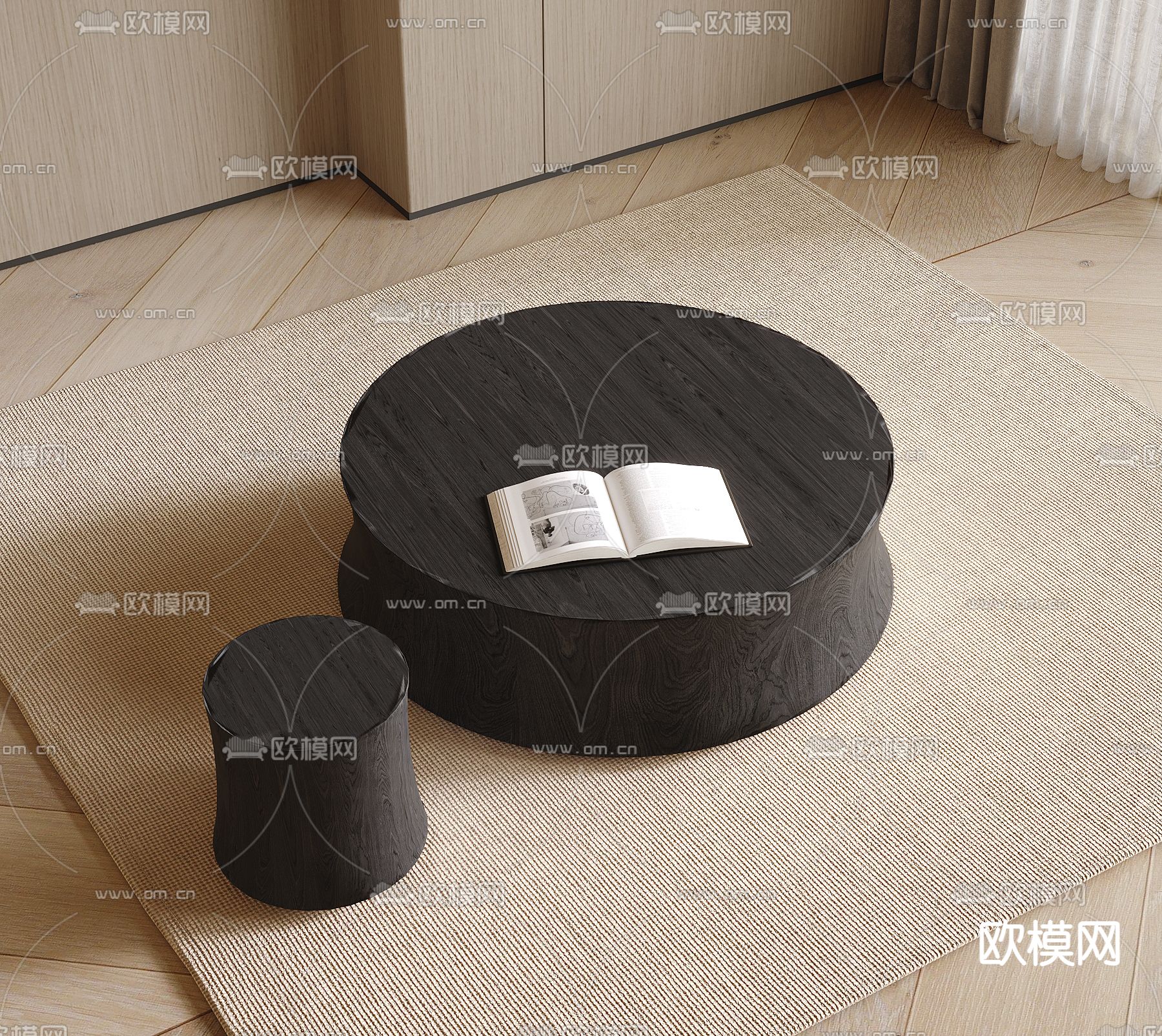 现代茶几su模型下载（渲染图2）