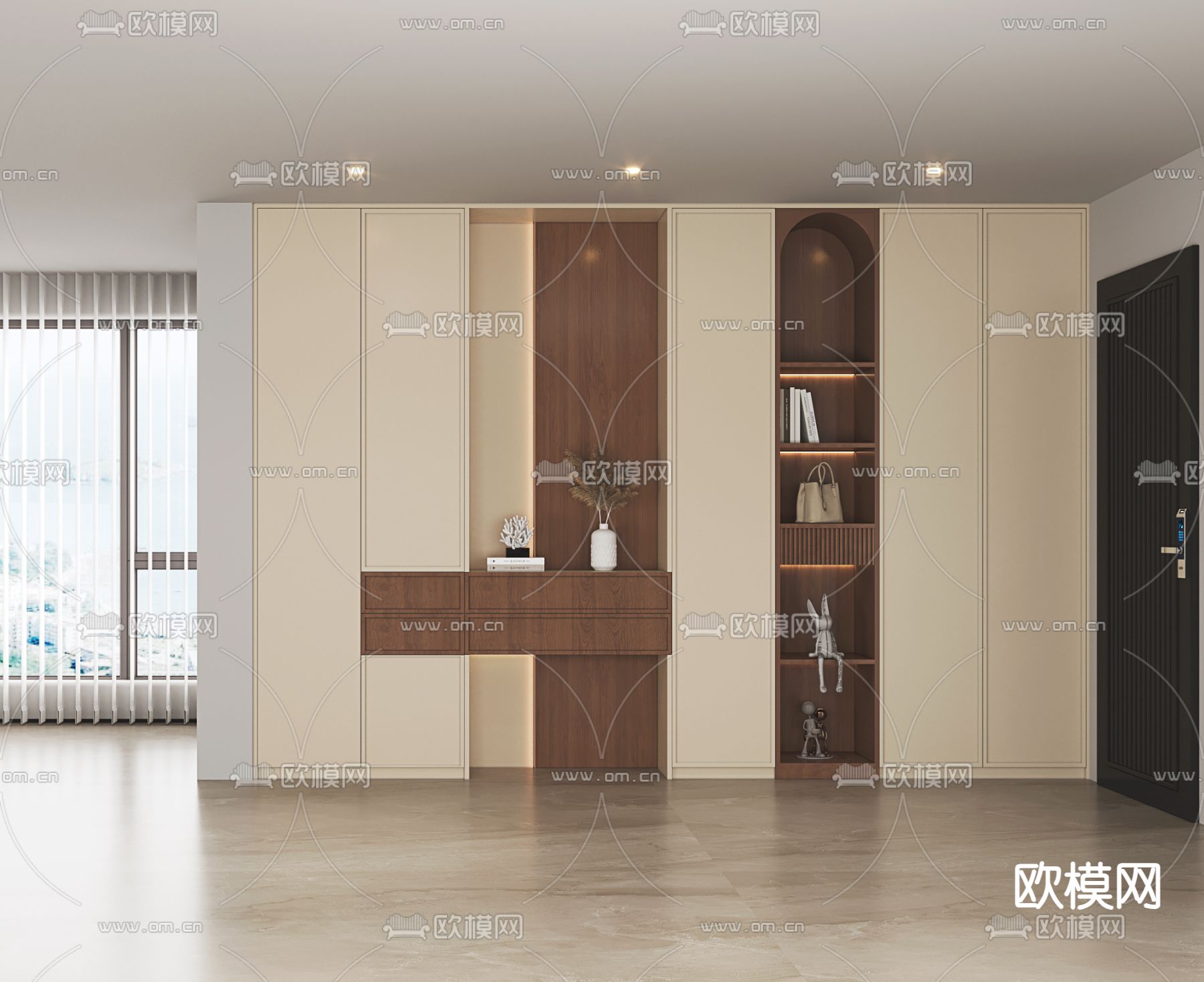 中古风鞋柜su模型下载（渲染图2）