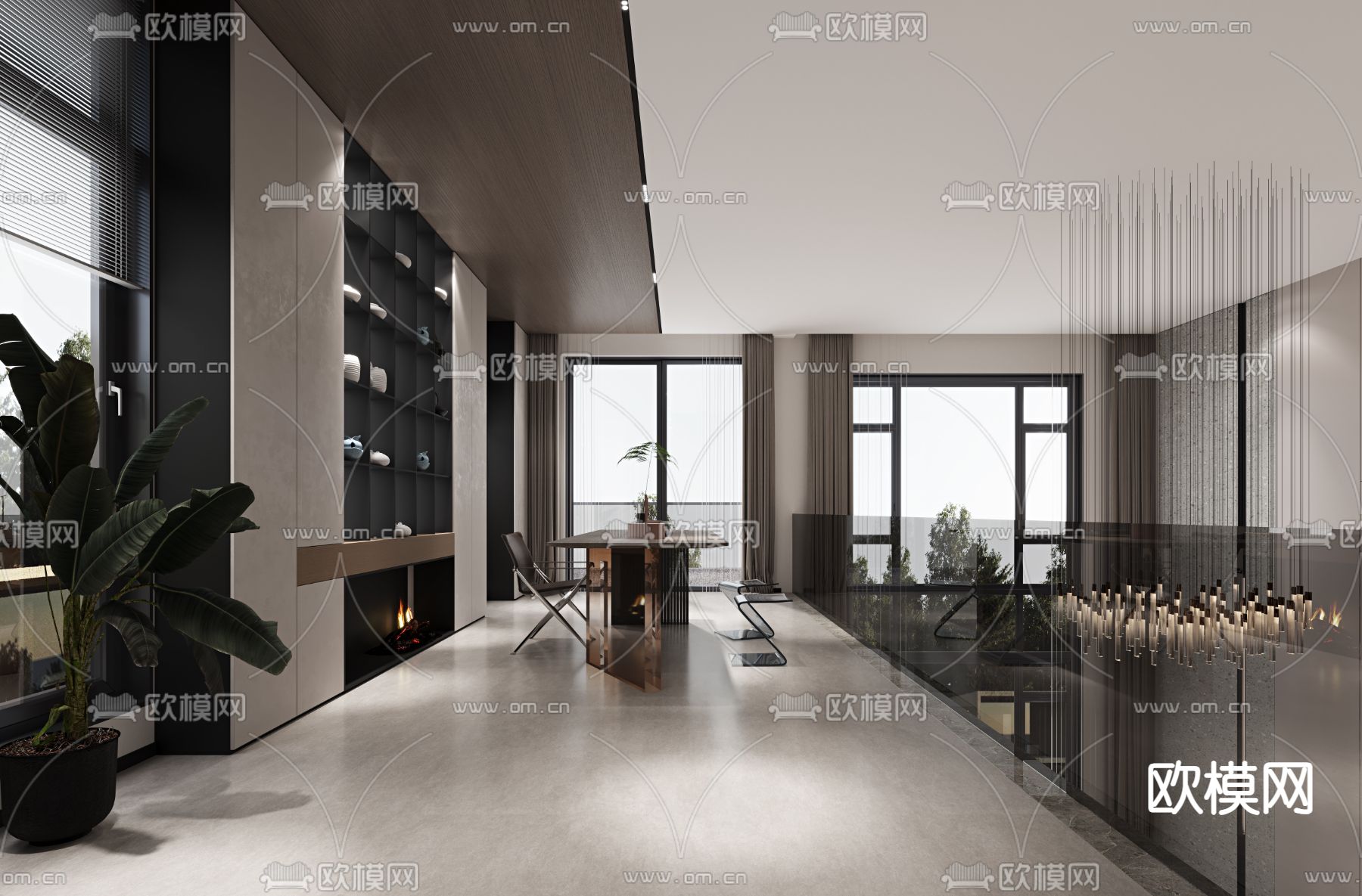 现代茶室3d模型下载