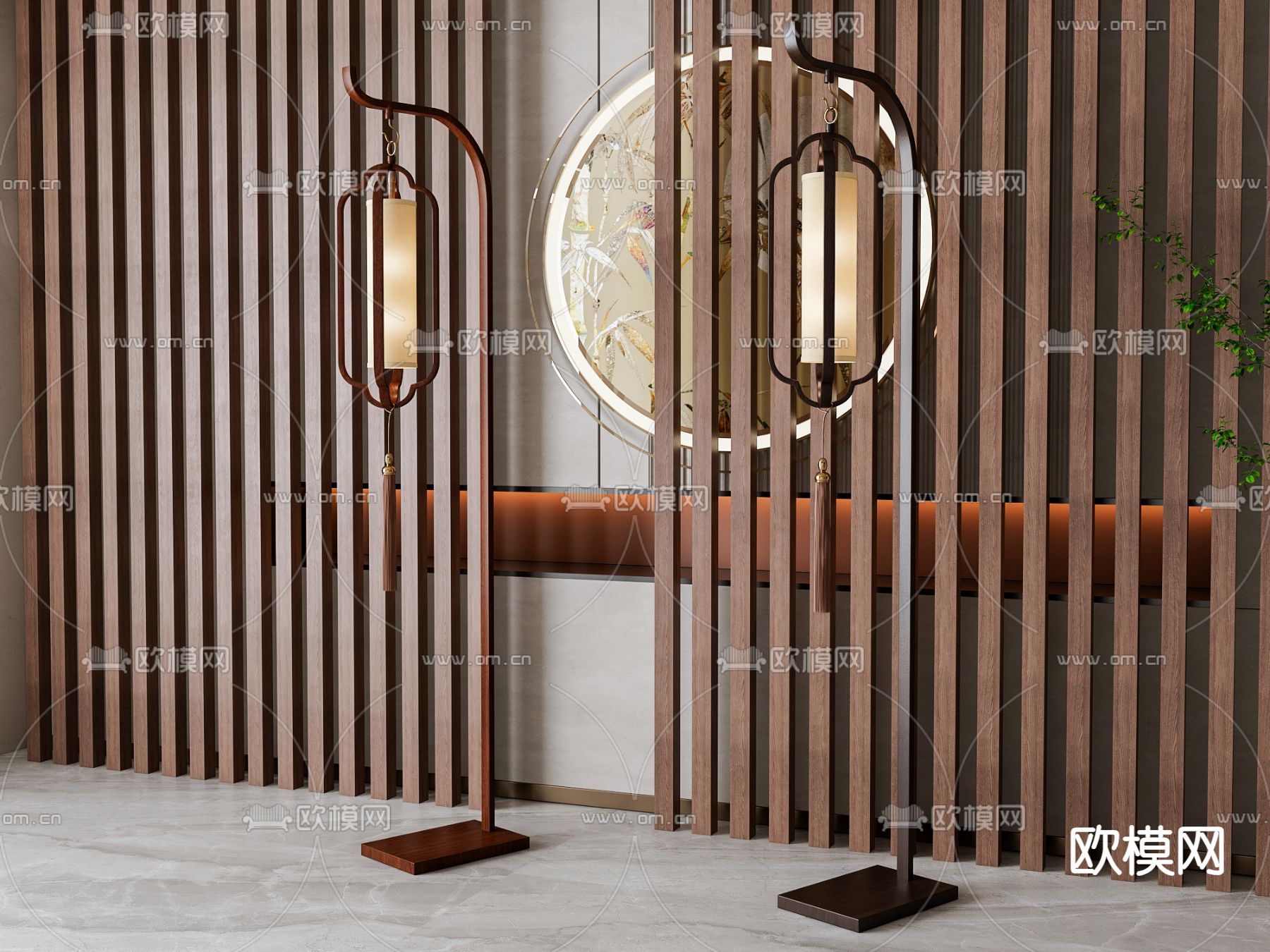 新中式落地灯 灯笼3d模型下载