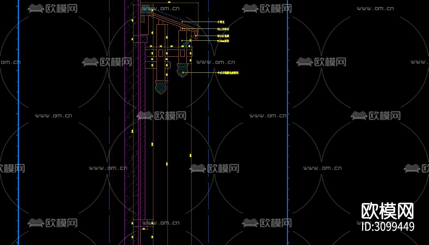 中式收银台cad大样图下载（渲染图1）