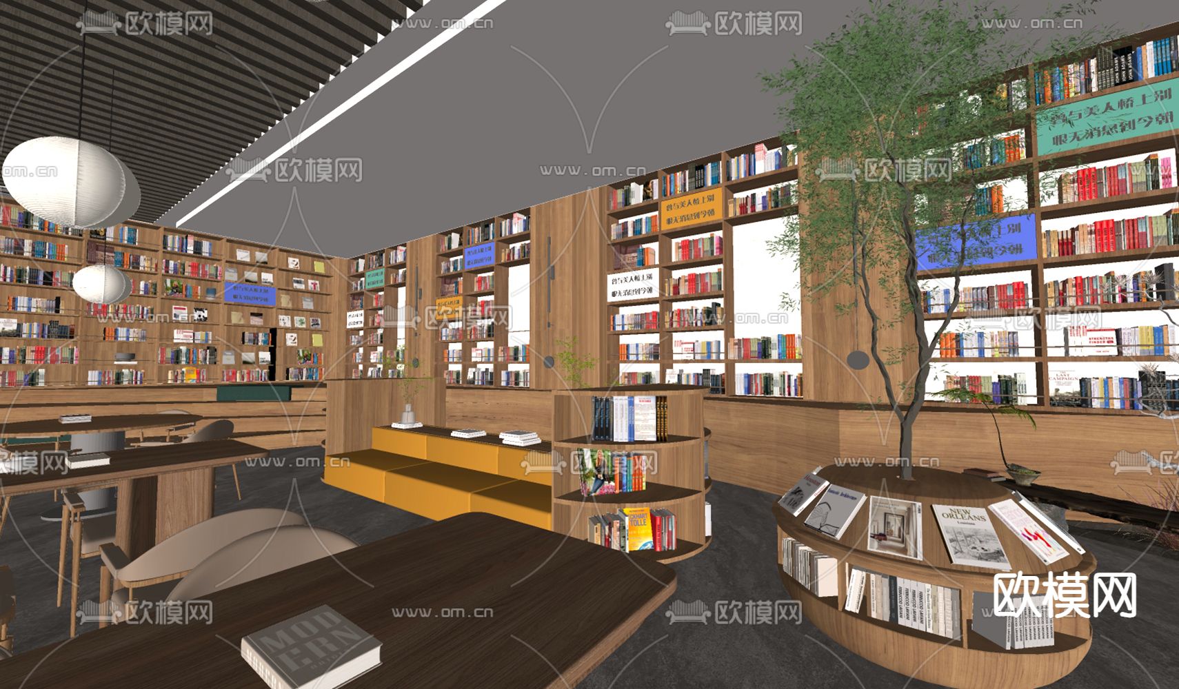 现代图书馆su模型下载（渲染图1）