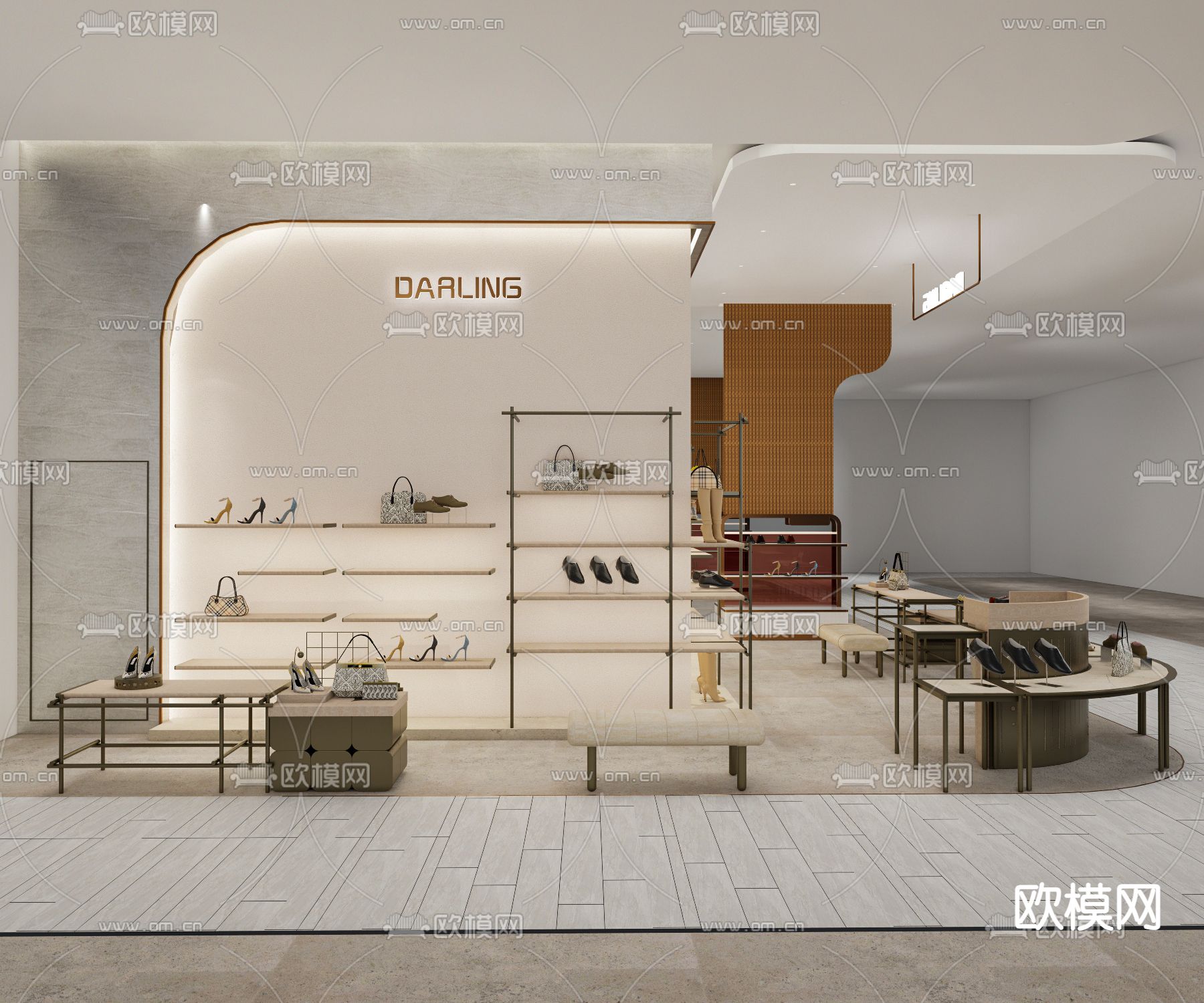 现代女鞋专卖店su模型下载（渲染图1）