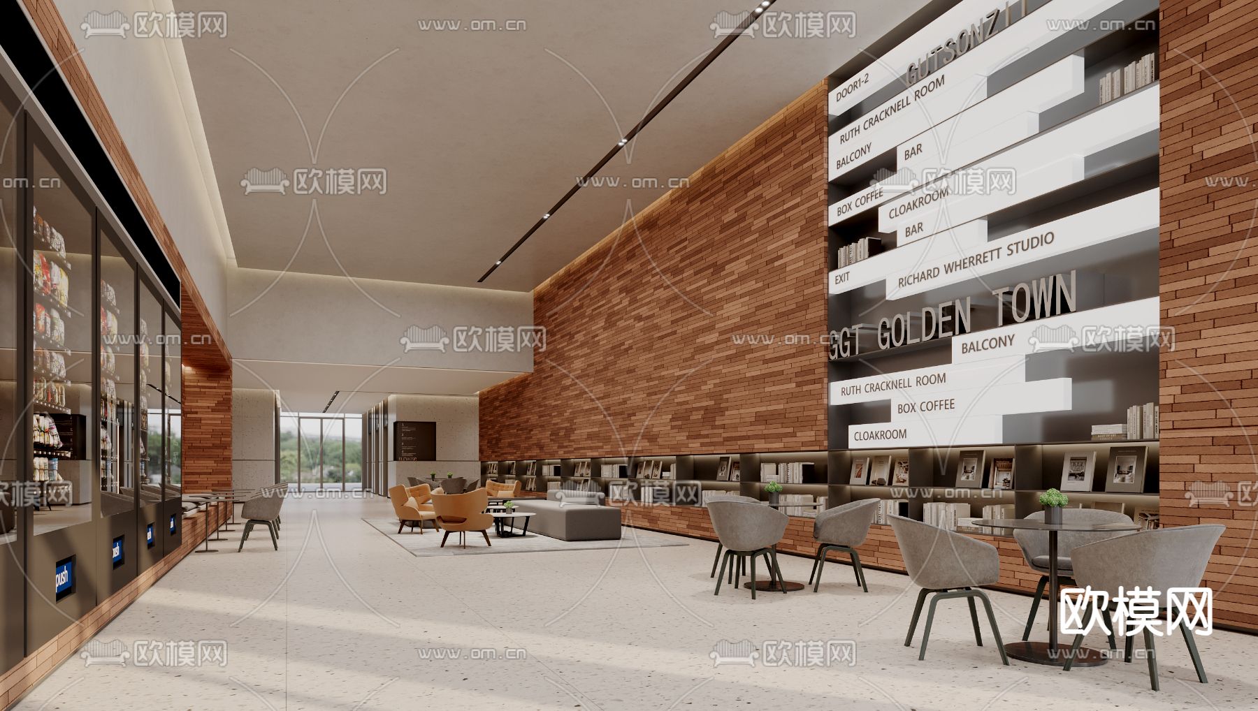 现代咖啡厅 咖啡店 书吧3d模型下载