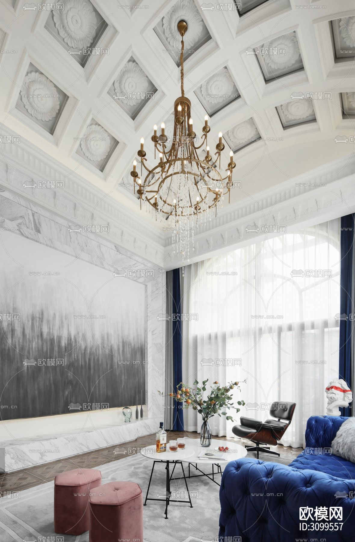 南京200㎡复式住宅cad施工图下载（渲染图1）