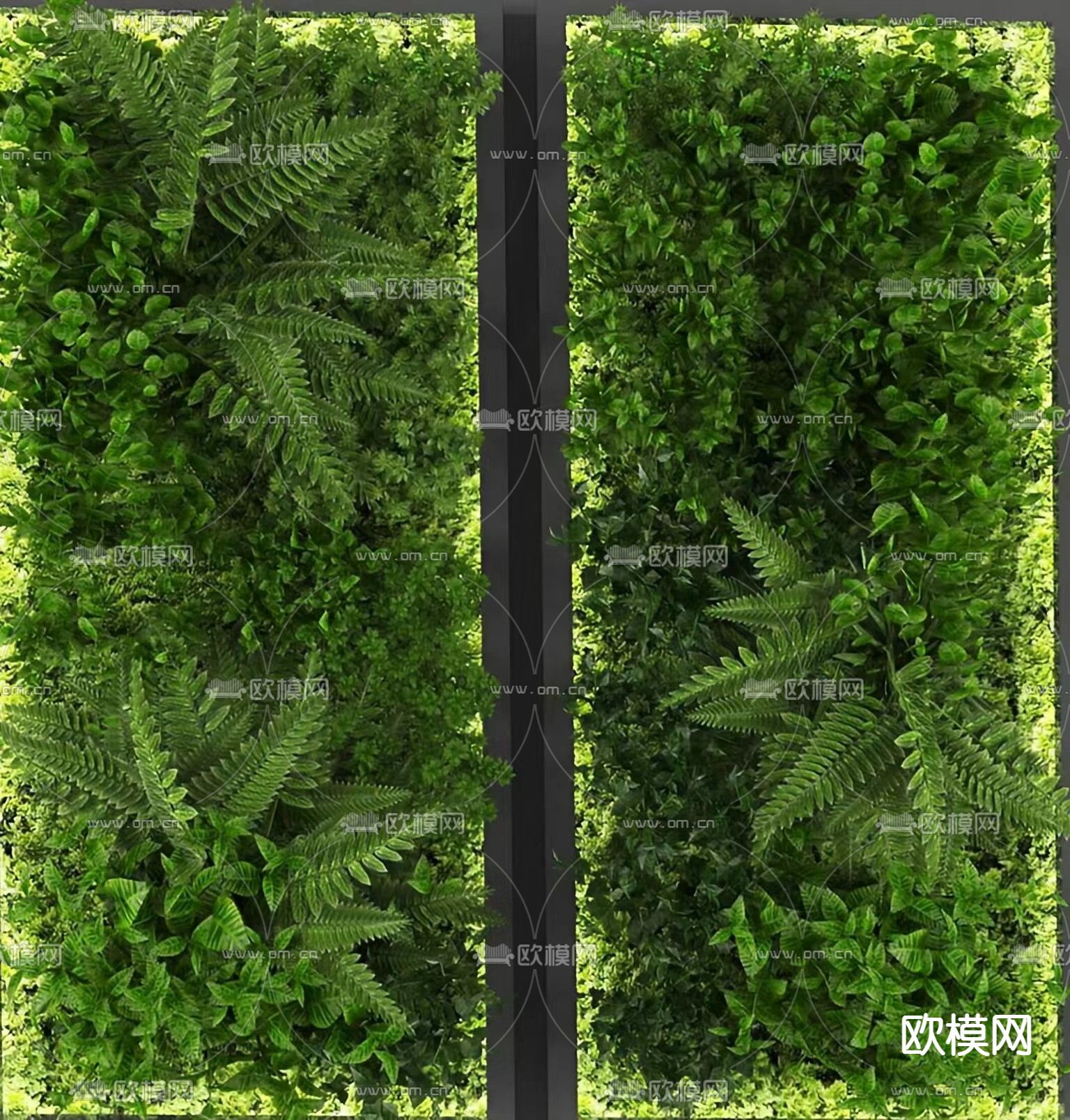 植物墙 绿植墙 苔藓墙 绿植壁灯3d模型下载（渲染图1）