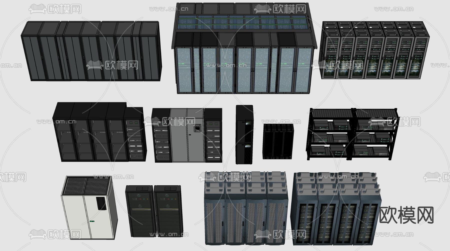 机房服务器 网络设备 弱电箱 配电箱su模型下载（渲染图1）