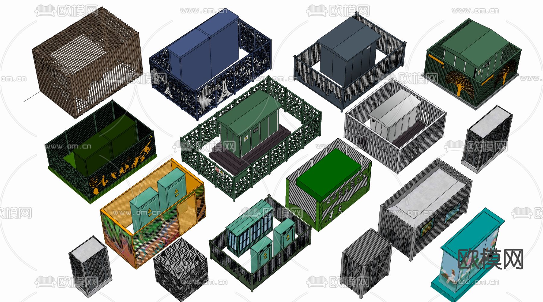配电站 变电站 变压器 配电柜su模型下载（渲染图1）