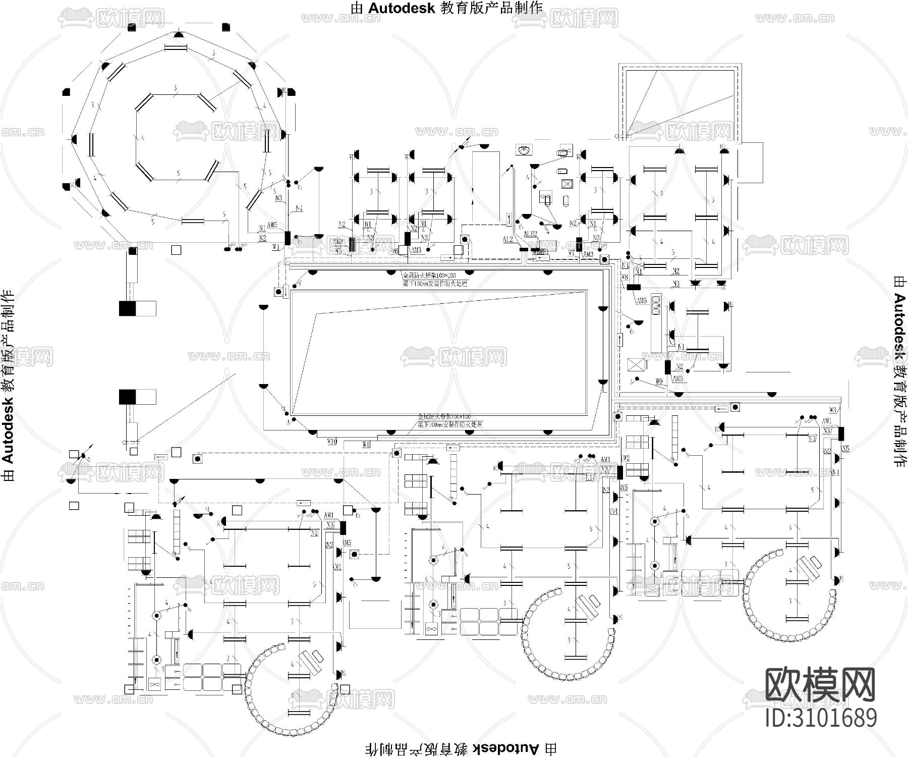 某地三层幼儿园电气设计cad施工图下载（渲染图4）
