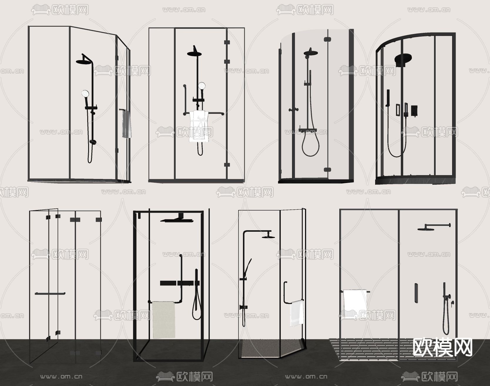 淋浴间 淋浴隔断su模型下载（渲染图1）