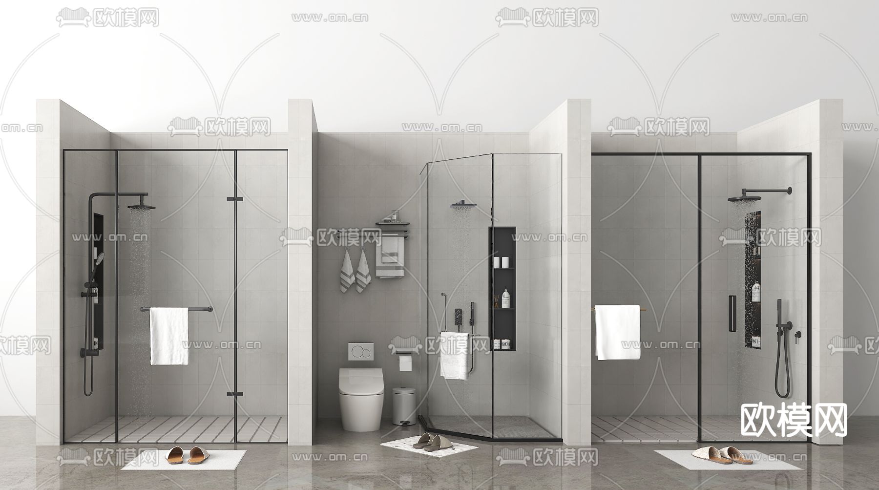 淋浴间 淋浴隔断su模型下载（渲染图2）
