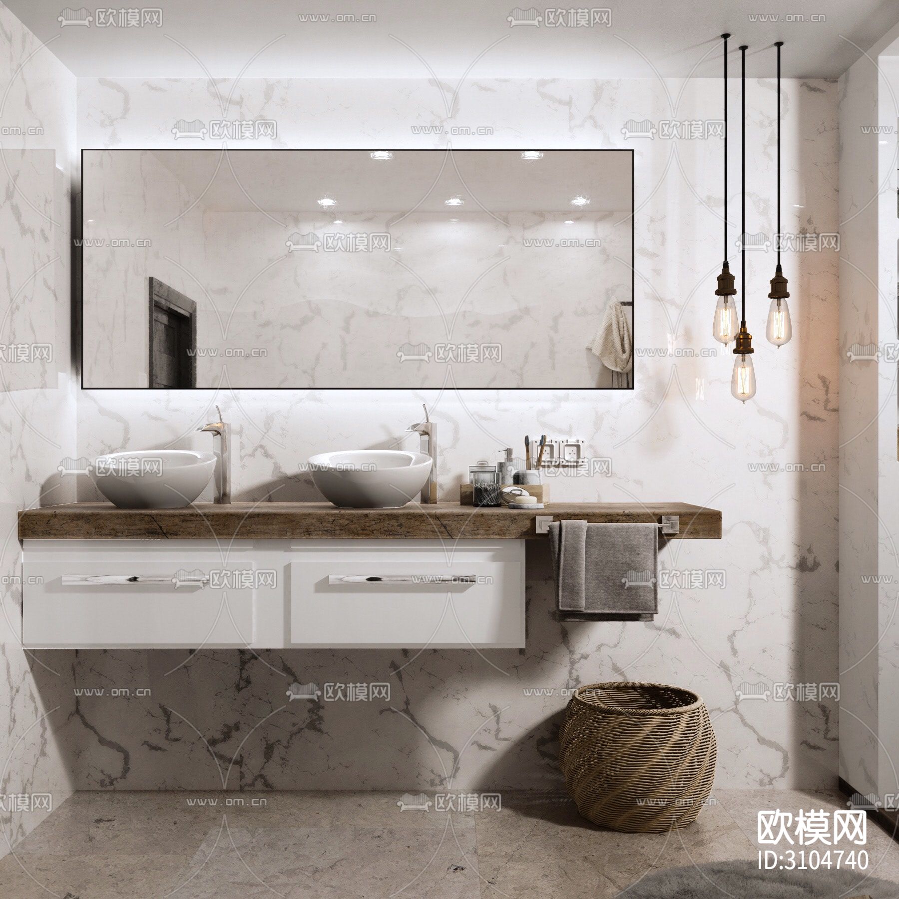 现代卫生间装修效果图下载（渲染图3）