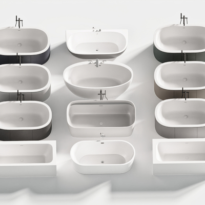  现代浴缸 浴盆 洗澡盆su模型 