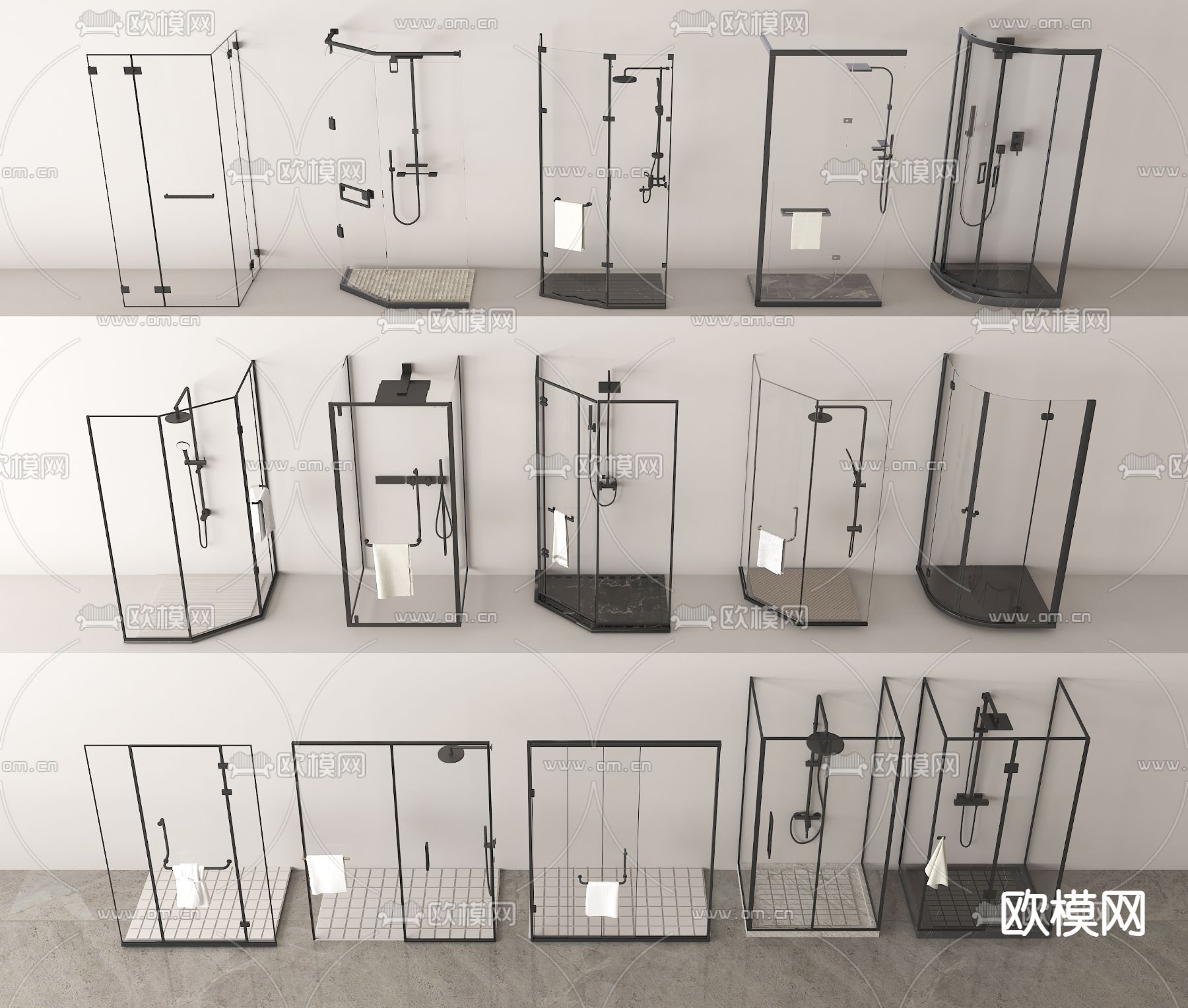 淋浴间 淋浴隔断 冲凉房3d模型下载
