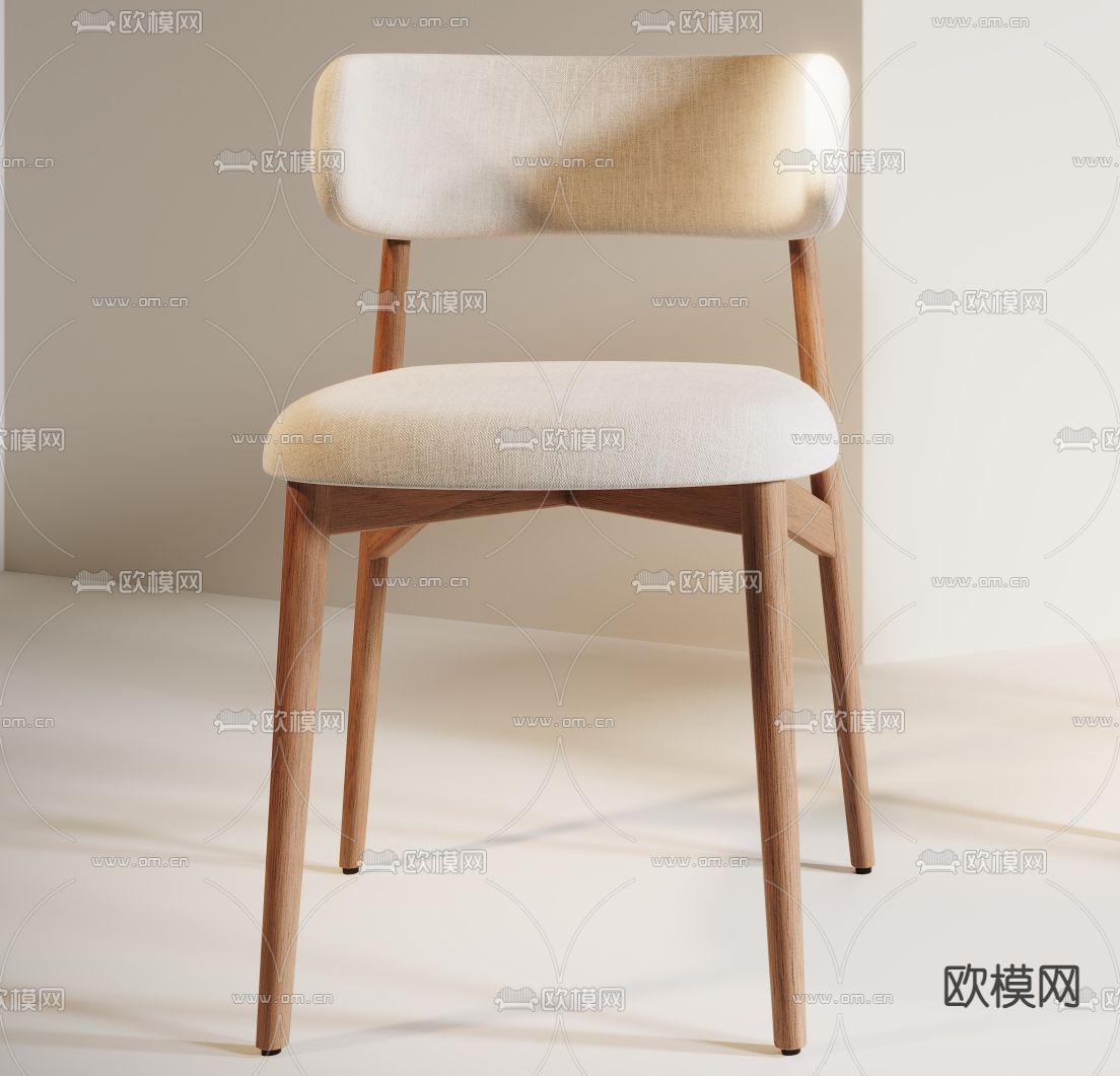 中古风椅子 餐椅3d模型下载（渲染图3）
