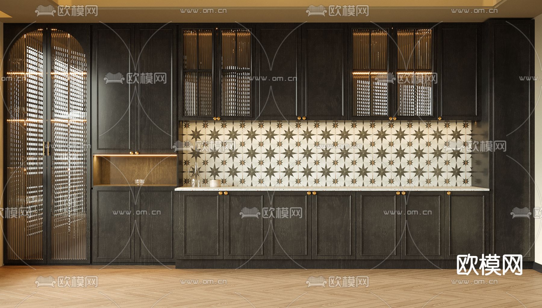 法式酒柜 橱柜su模型下载（渲染图2）