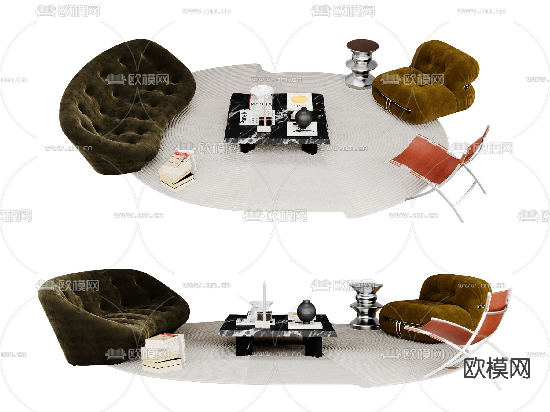 中古风组合沙发3d模型下载