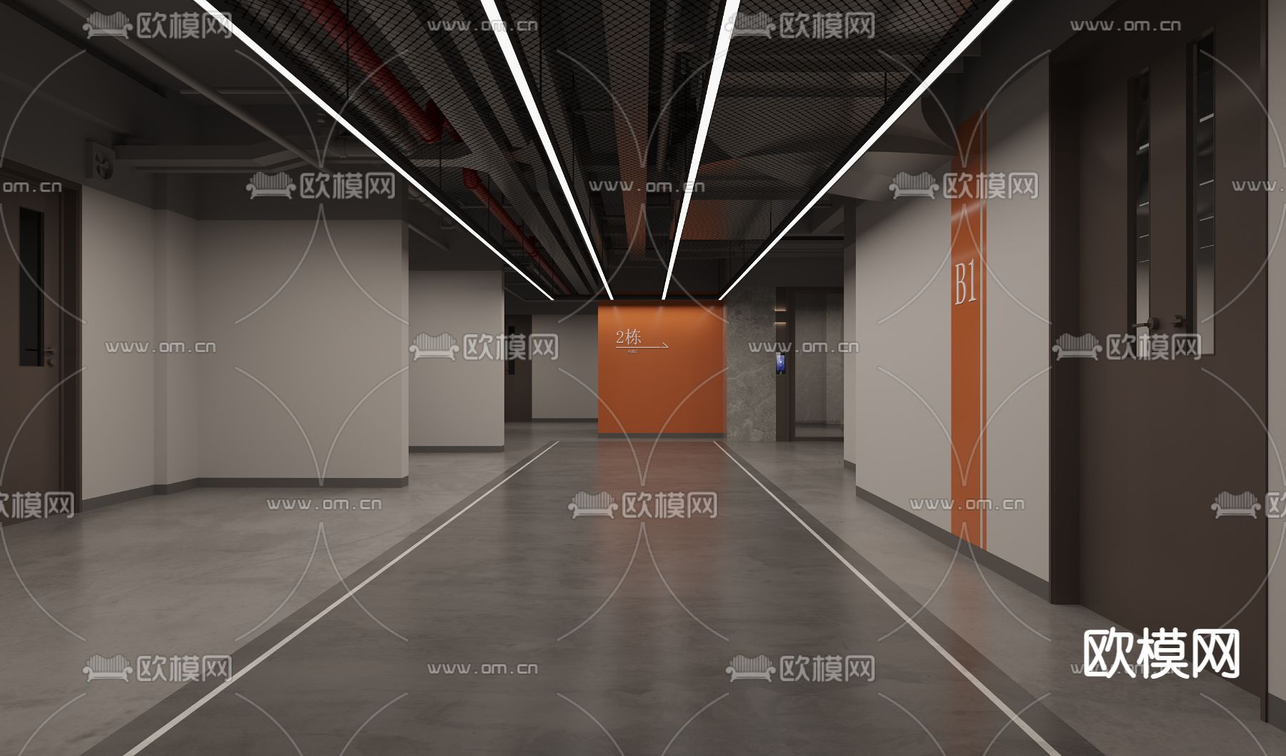 地下入户过道3d模型下载