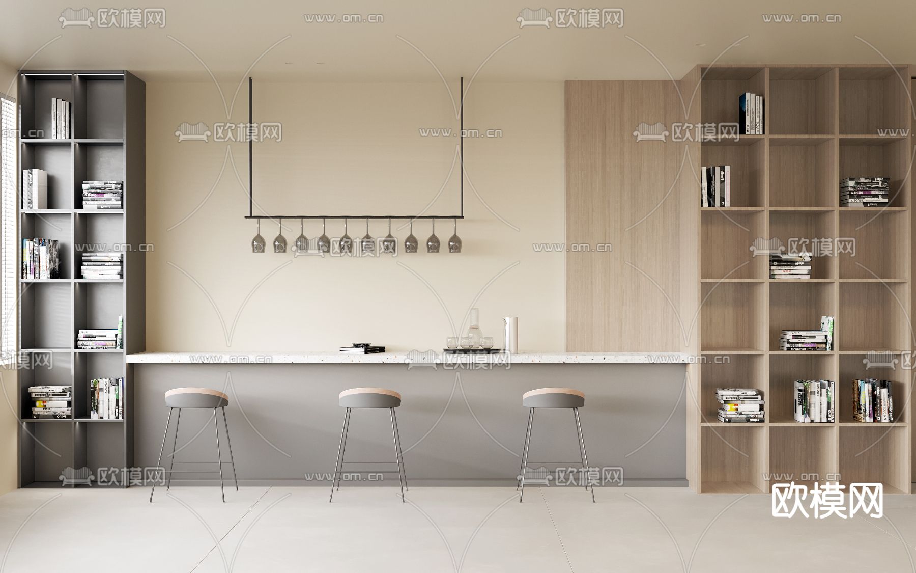 大理石吧台 墙嵌式吧台3d模型下载