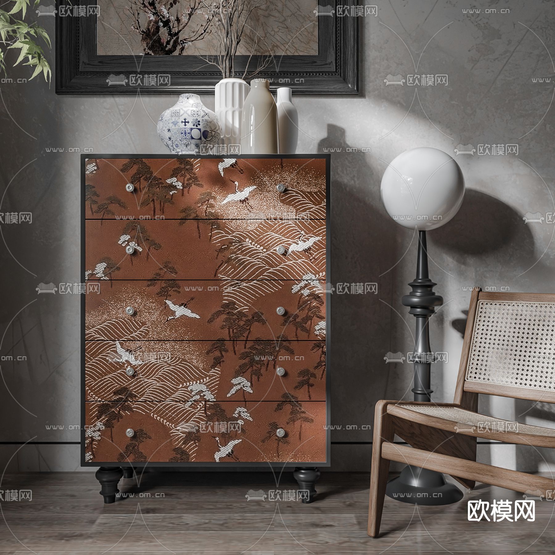 新中式斗柜 边柜3d模型下载