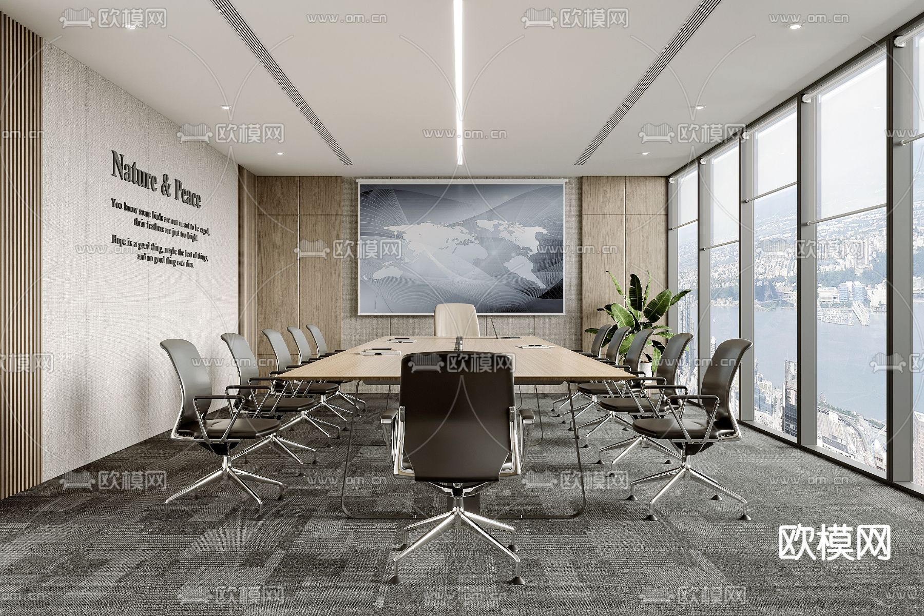 现代会议室3d模型下载