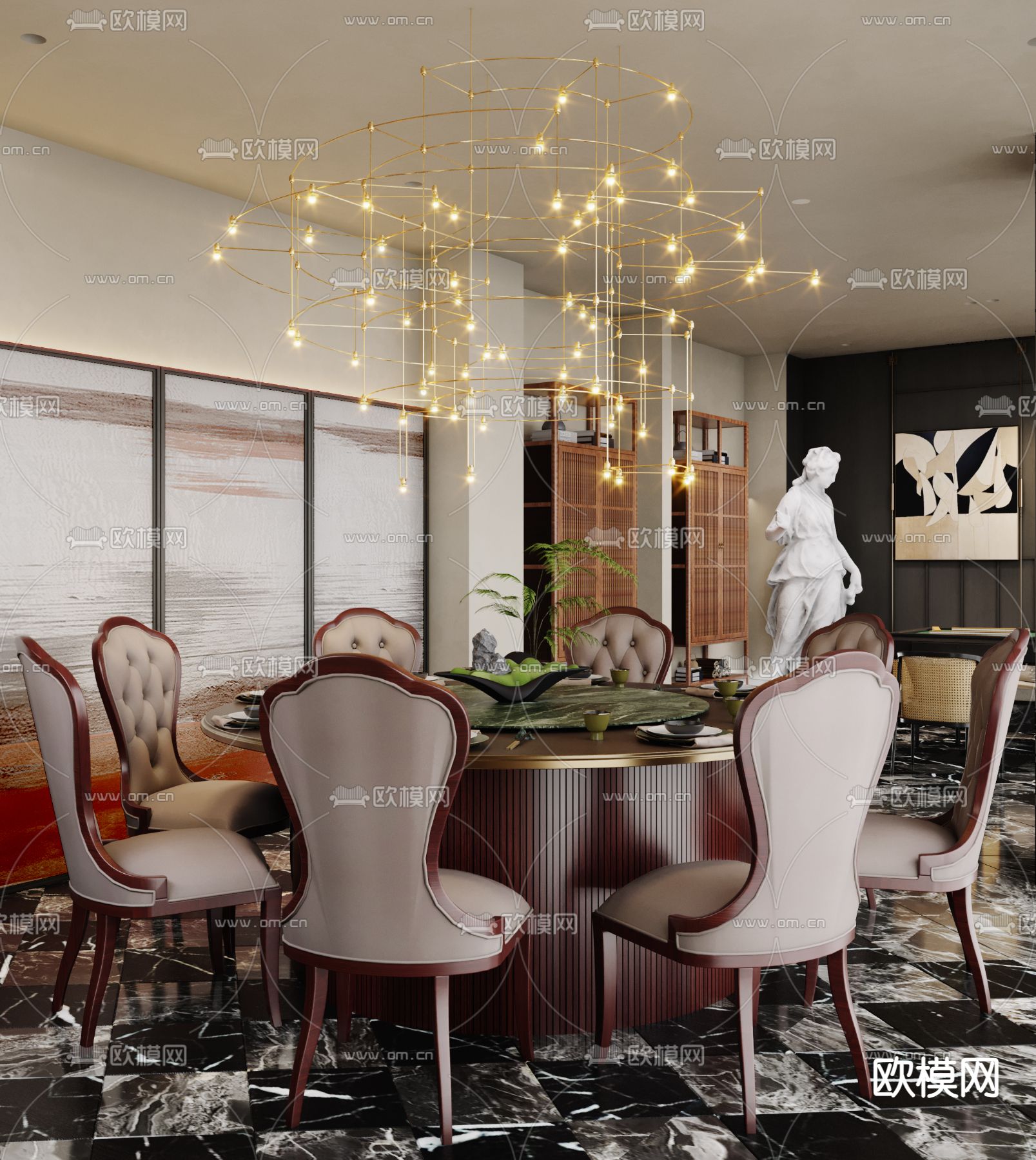 酒楼包厢 私房菜包房3d模型下载