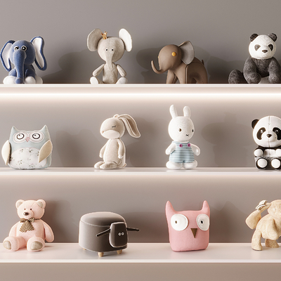  毛绒玩具 玩具熊 小兔 毛绒熊猫su模型 