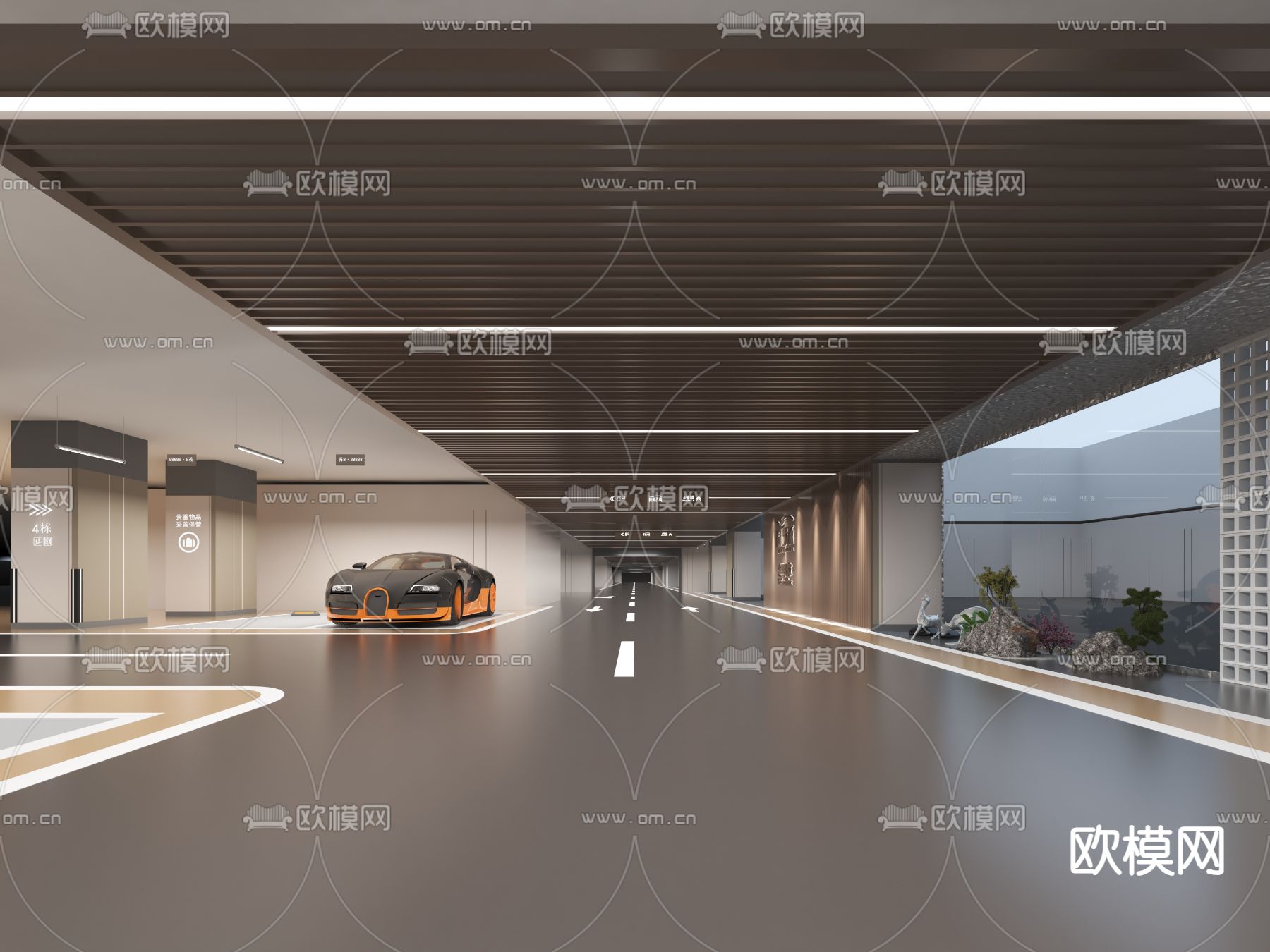 地下停车场 地下车库3d模型下载