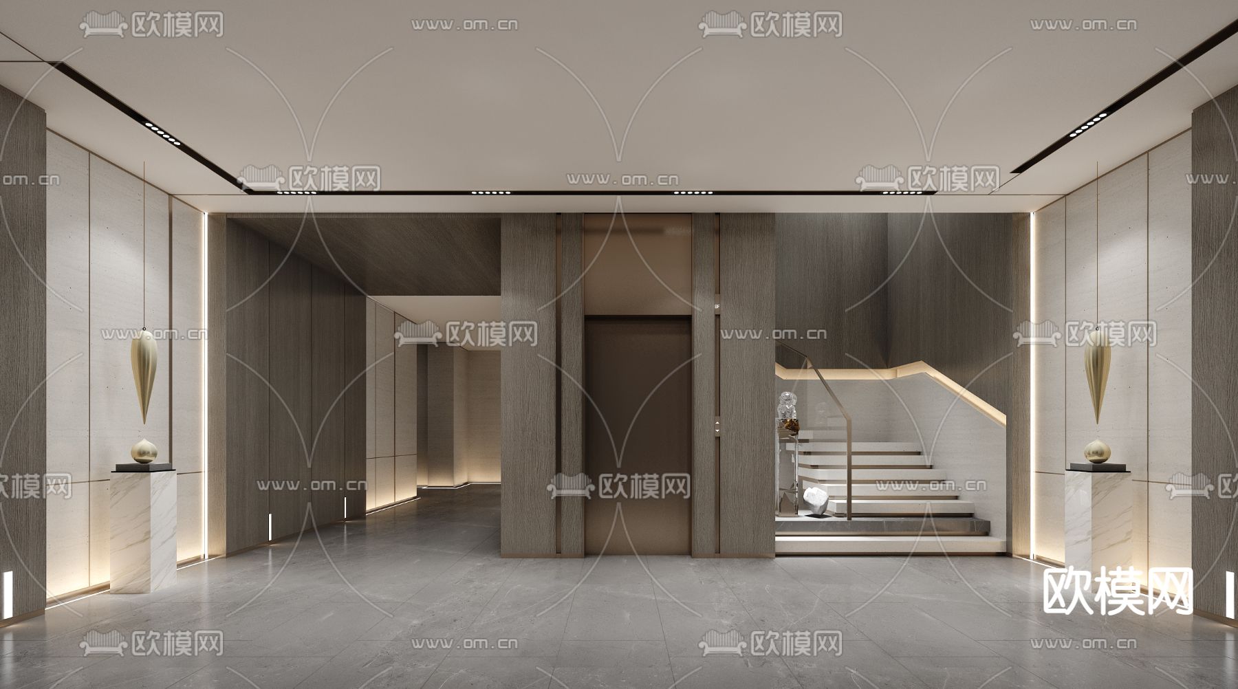 办公室电梯厅 电梯间3d模型下载