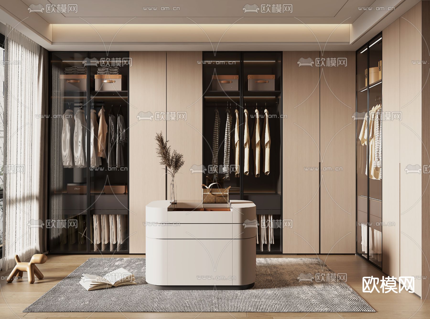 现代衣帽间 中岛台3d模型下载