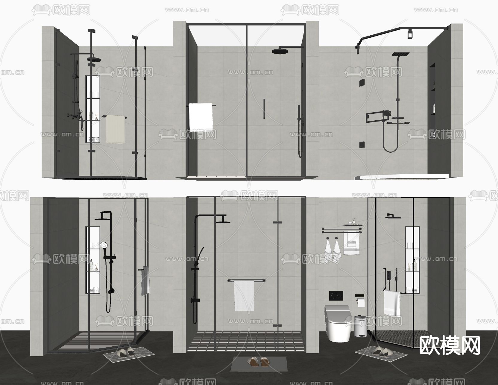 淋浴间 淋浴隔断su模型下载（渲染图1）