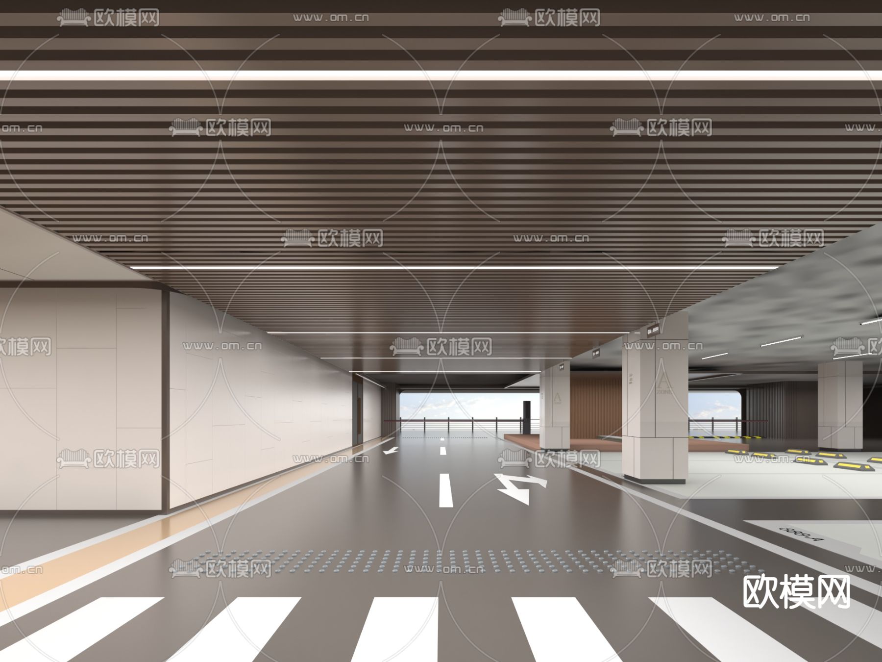 地下停车场 地下车库3d模型下载