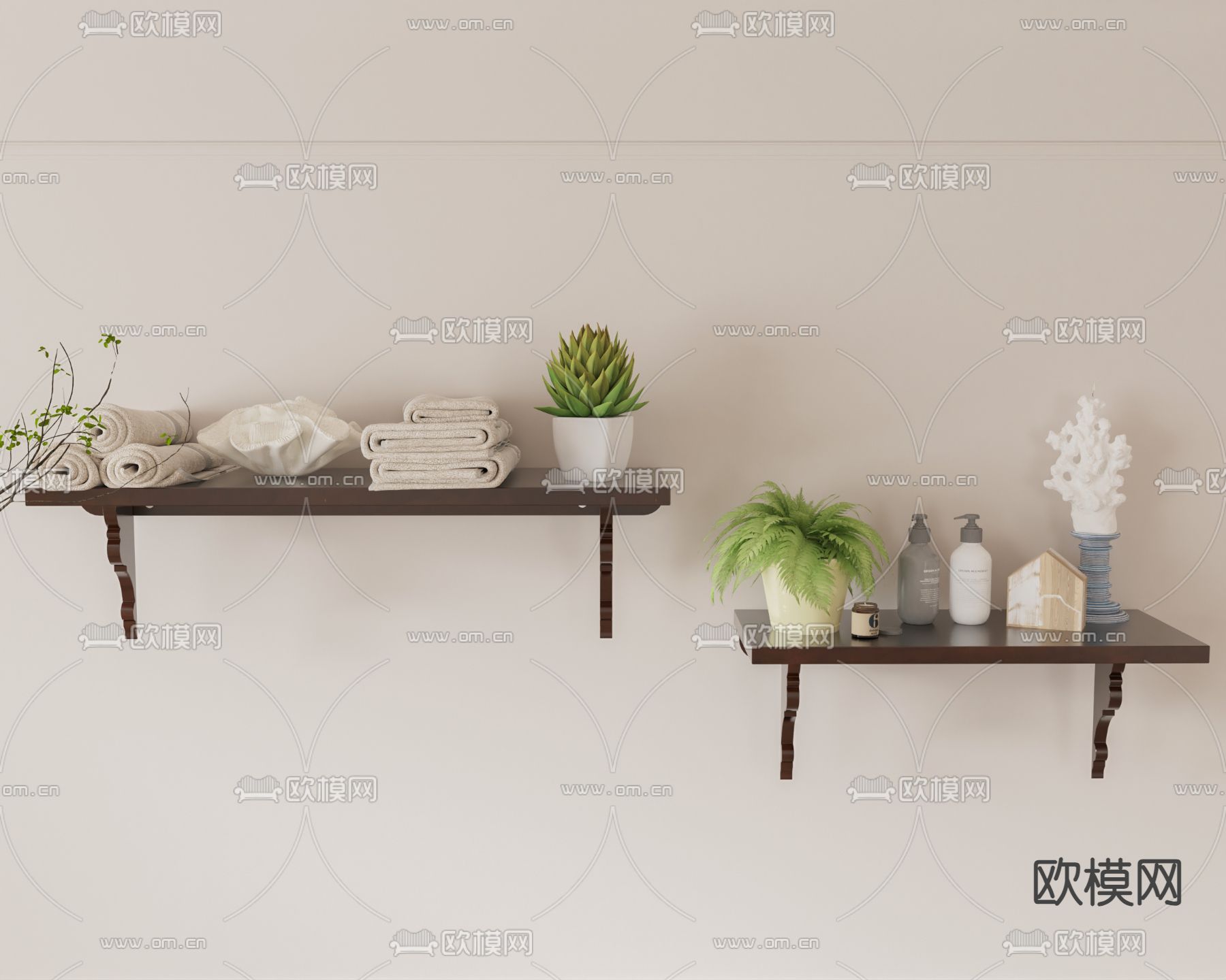 现代置物架su模型下载（渲染图2）