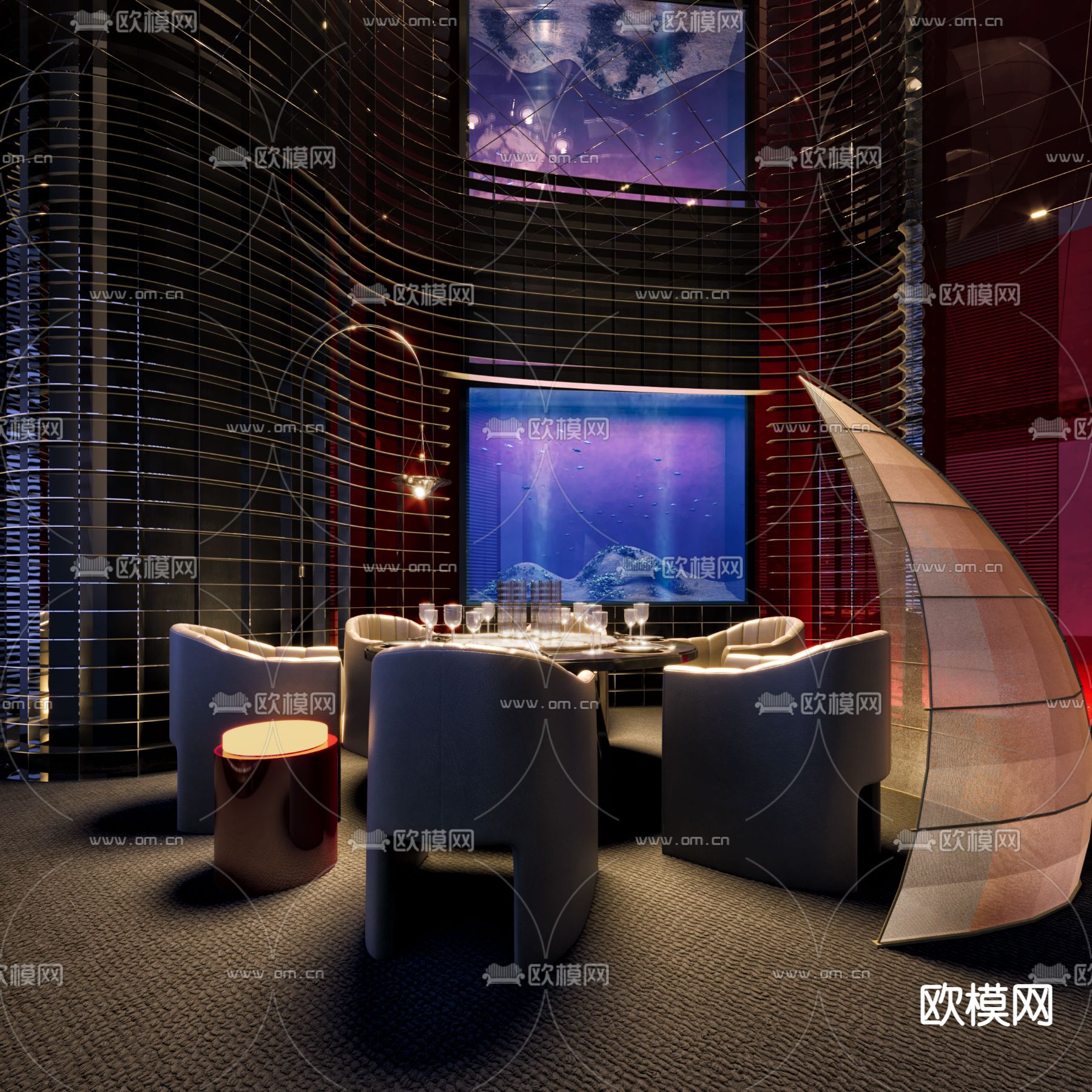 西餐厅 餐厅散座区3d模型下载