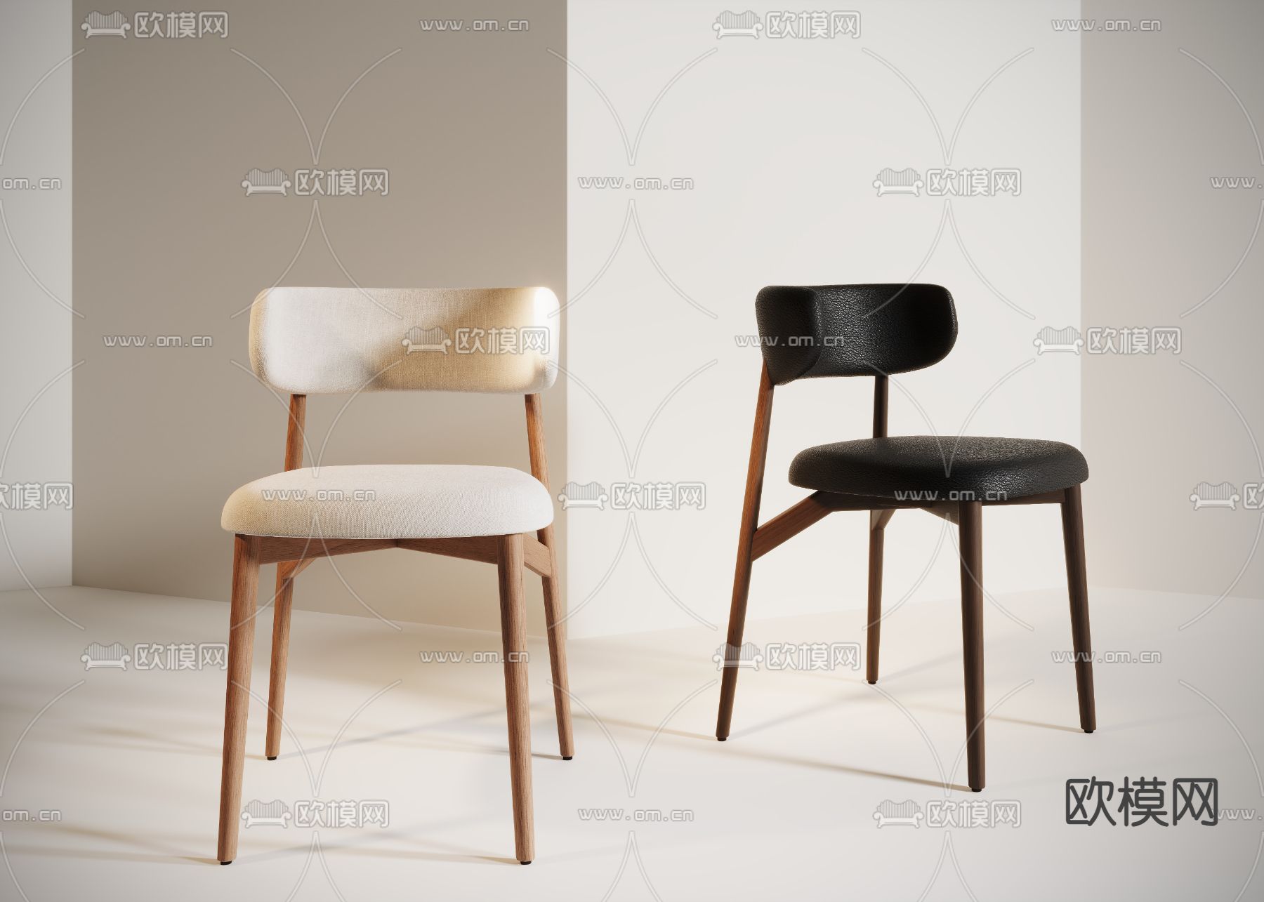 中古风椅子 餐椅3d模型下载（渲染图1）