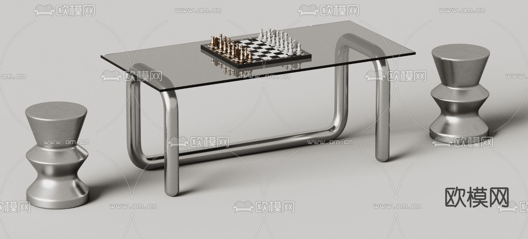 Calligaris 国际象棋桌 棋牌桌3d模型下载（渲染图2）