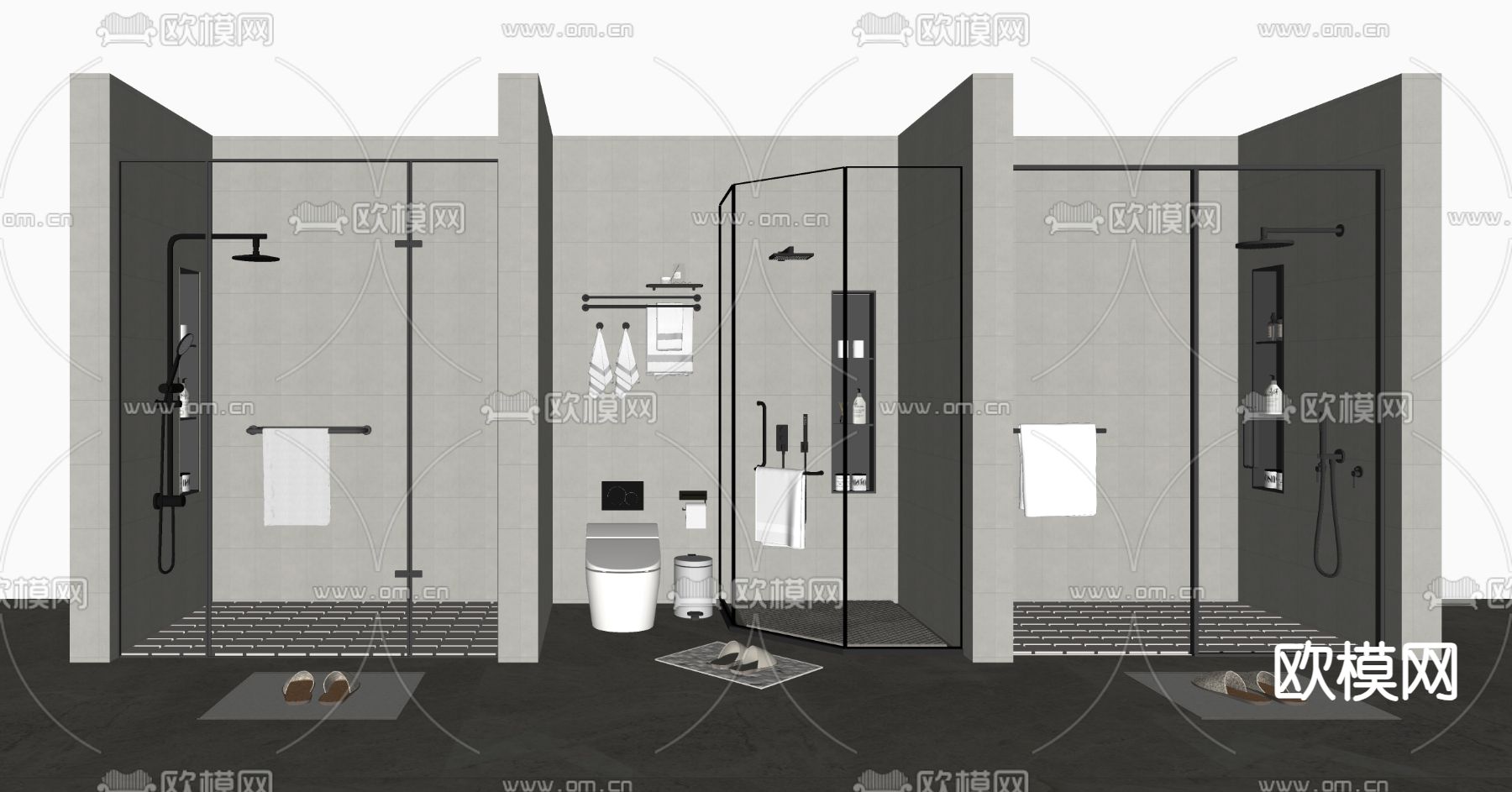 淋浴间 淋浴隔断su模型下载（渲染图1）