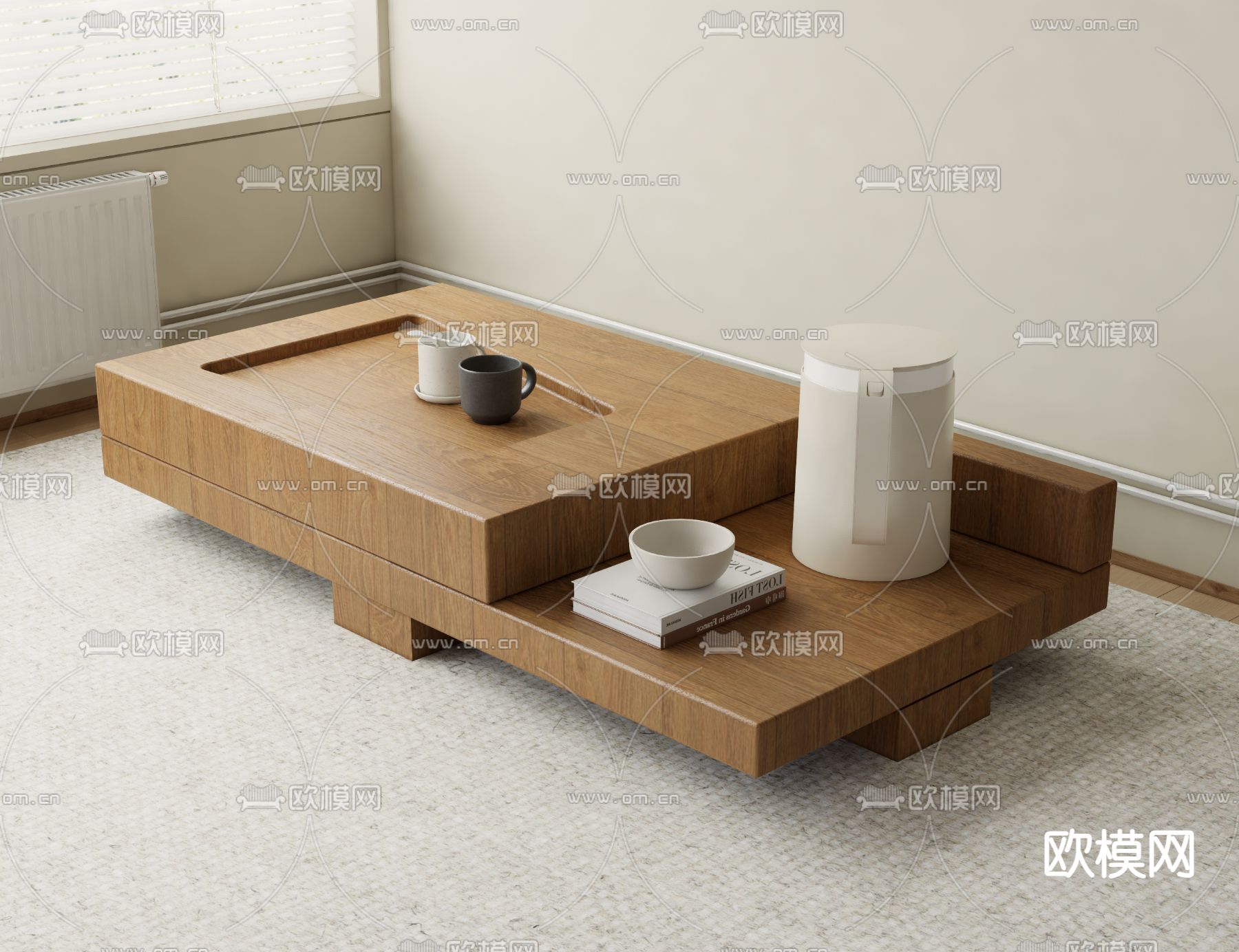 侘寂风茶几su模型下载（渲染图2）